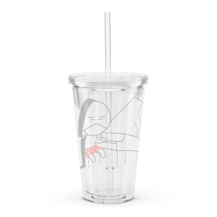 *BRAND NEW* Man. Mask. Piano. Pants. Double Walled Clear Plastic Tumbler (16 oz) BLACK product image (2)