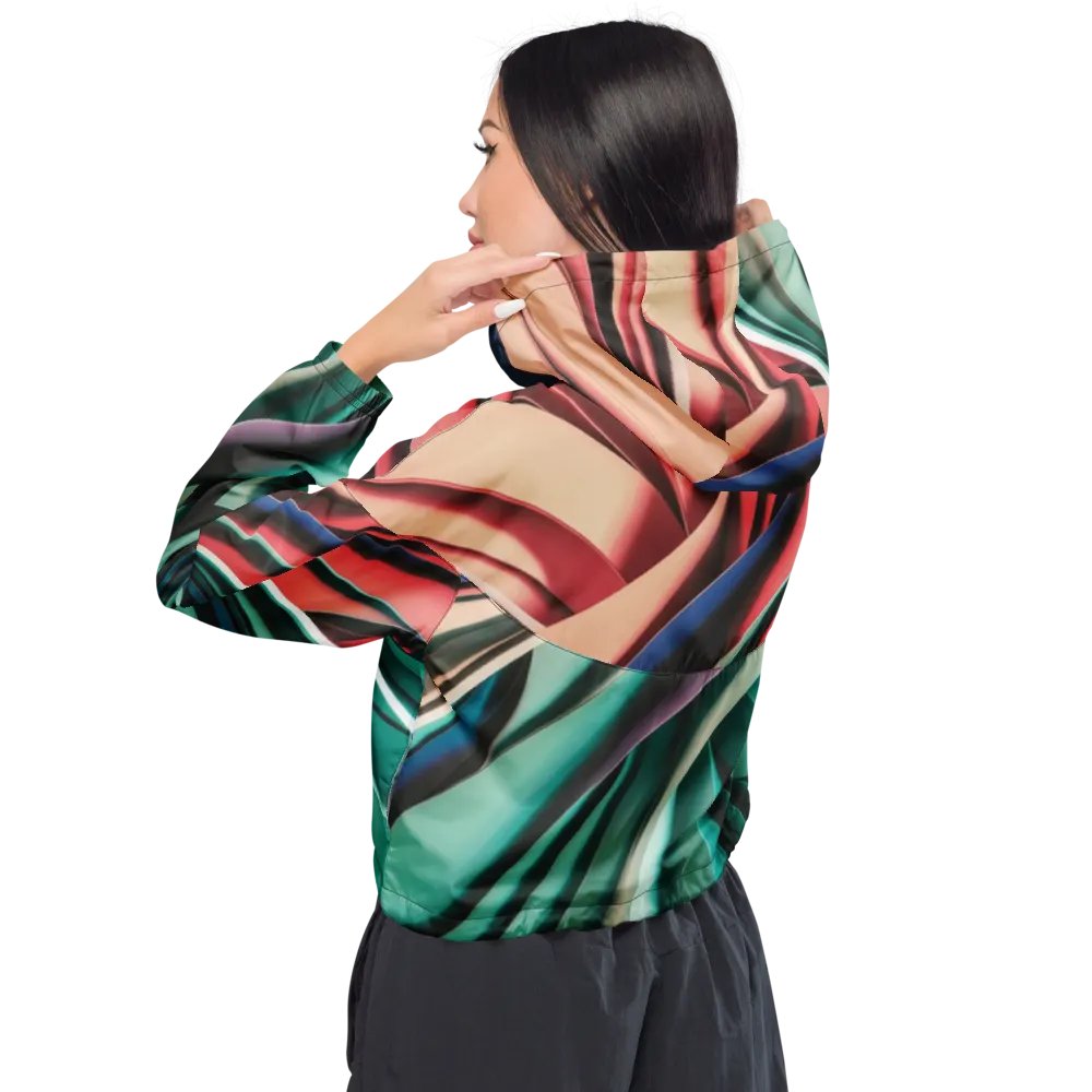 TDS Music Women's Cropped Windbreaker - Vibrant Abstract Design, Lightweight & Water-Resistant | XS–2XL product image (2)