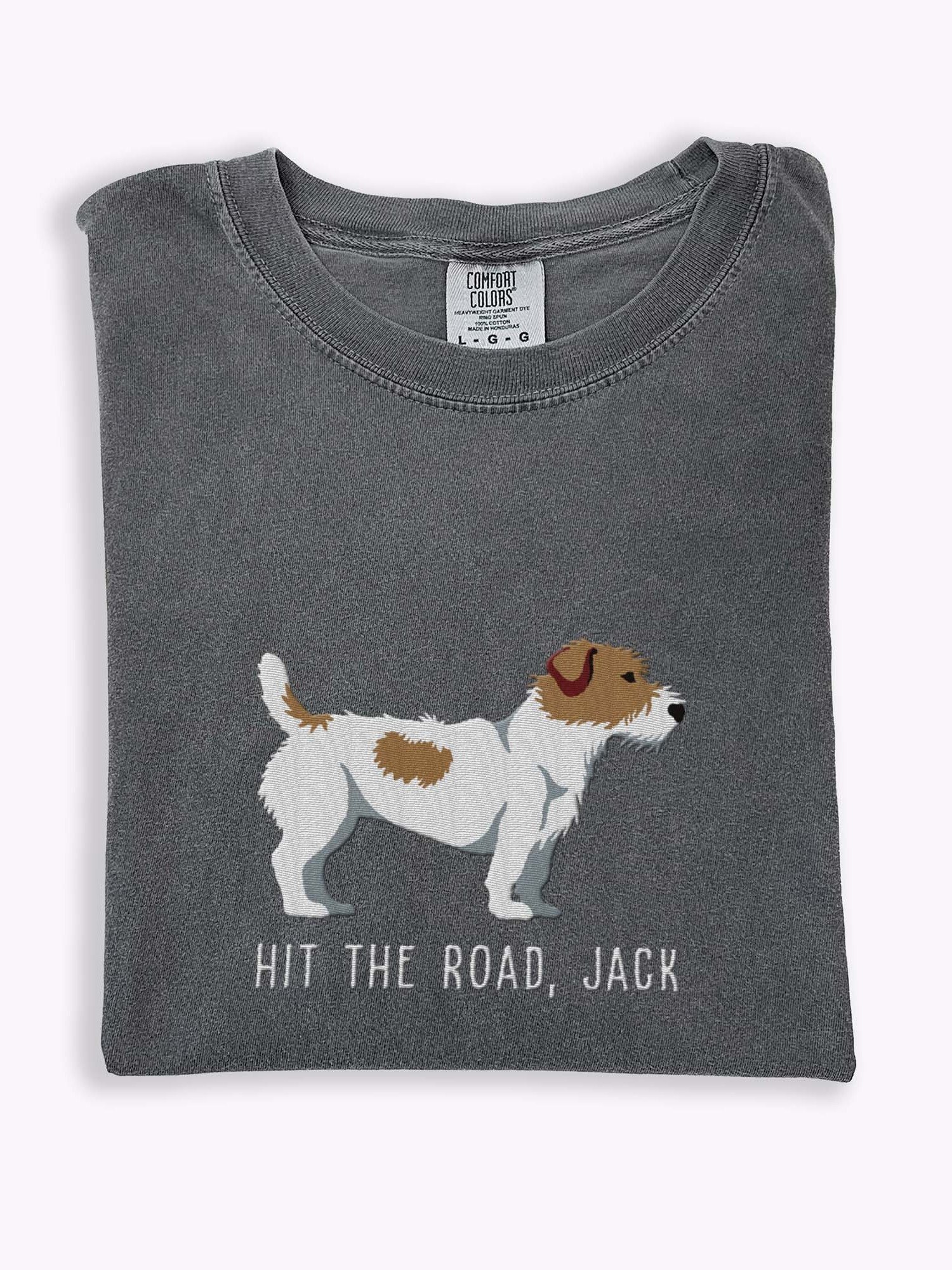 Hit the Road, Jack T-Shirt(Embroidered) of a Jack Russell Terrier(Rough Coat) product image (1)