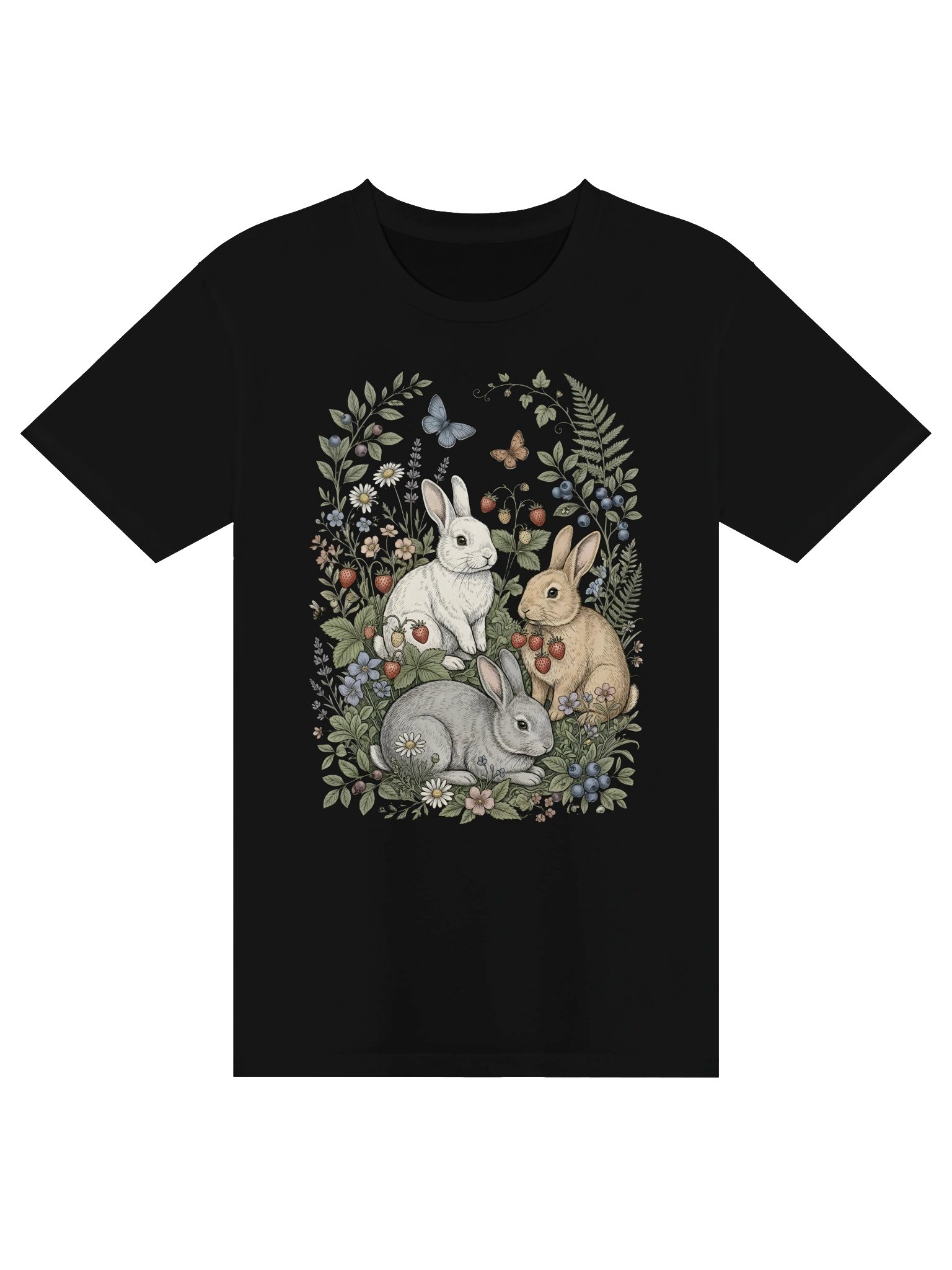 Vintage Bunny Garden T-Shirt – Cute Rabbit Botanical Design – Unisex product image (5)