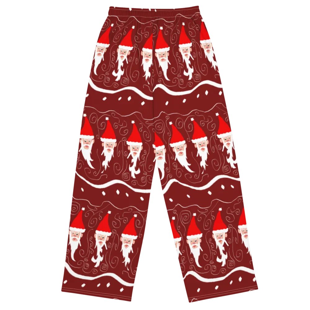 Bearded Santa Pattern Wide Leg Pants product image (1)