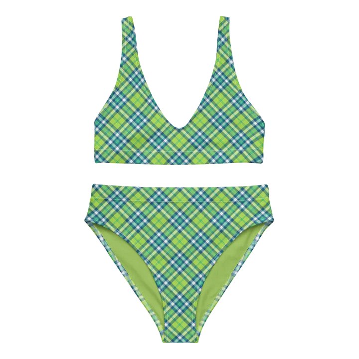 Lime Green and Turquoise Plaid Bikini product image (2)