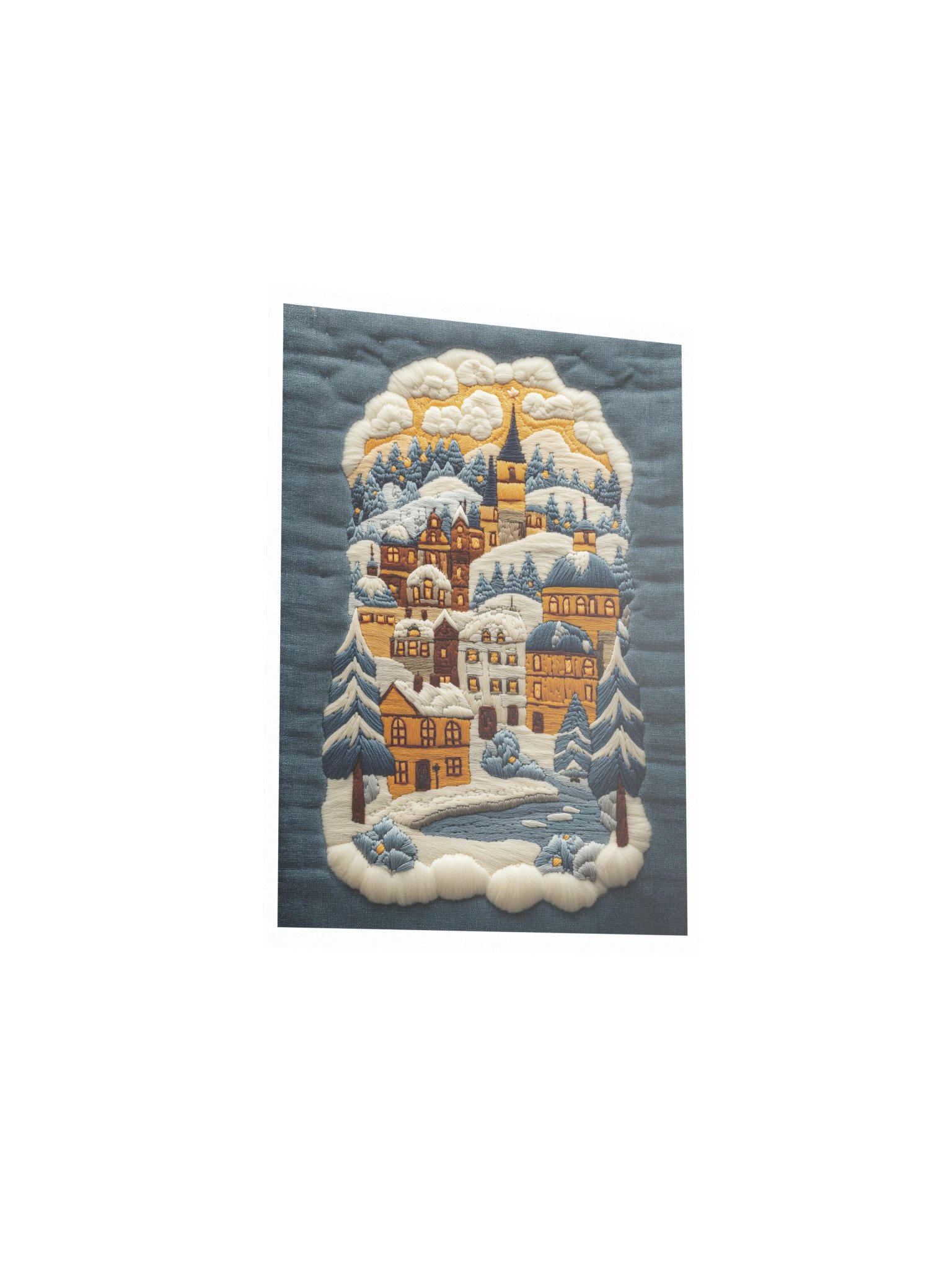 Winter Somewhere in Norway | Embroidery-Style Wall Art — Unframed Print product image (3)