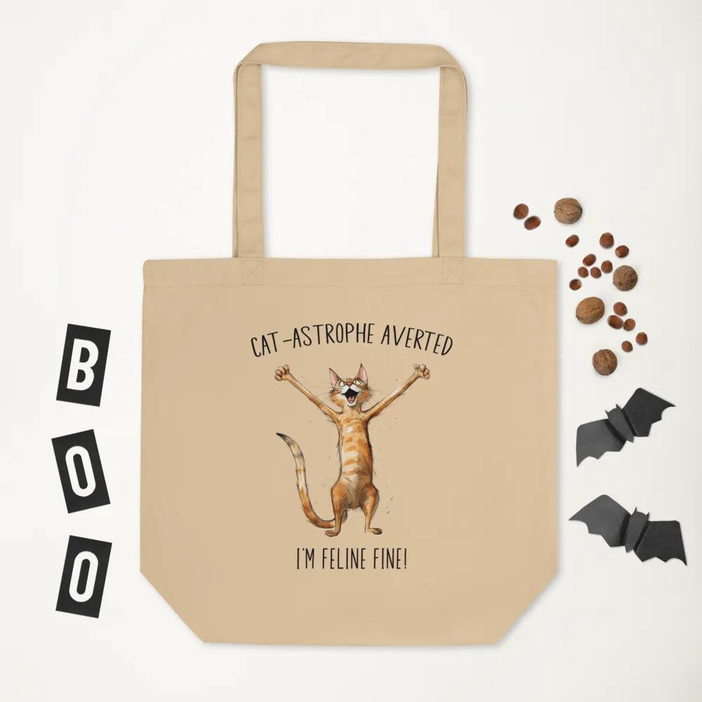 Funny Cute Cat Eco-Friendly Tote Bag - Cat-astrofe averted product image (6)