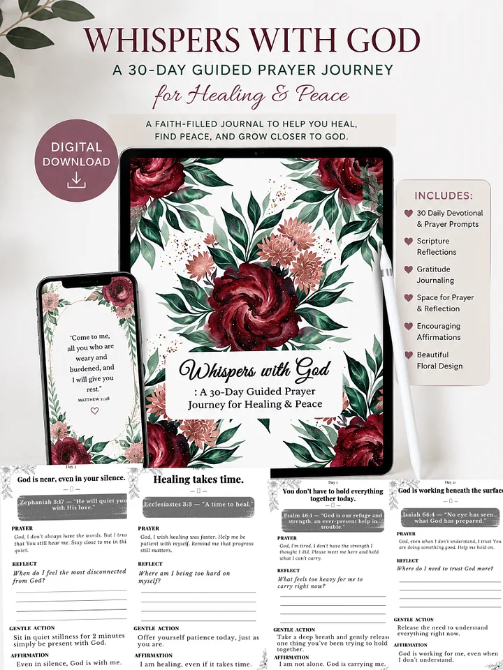 Whispers with God: A 30-Day Guided Prayer Journey for Healing & Peace product image (1)