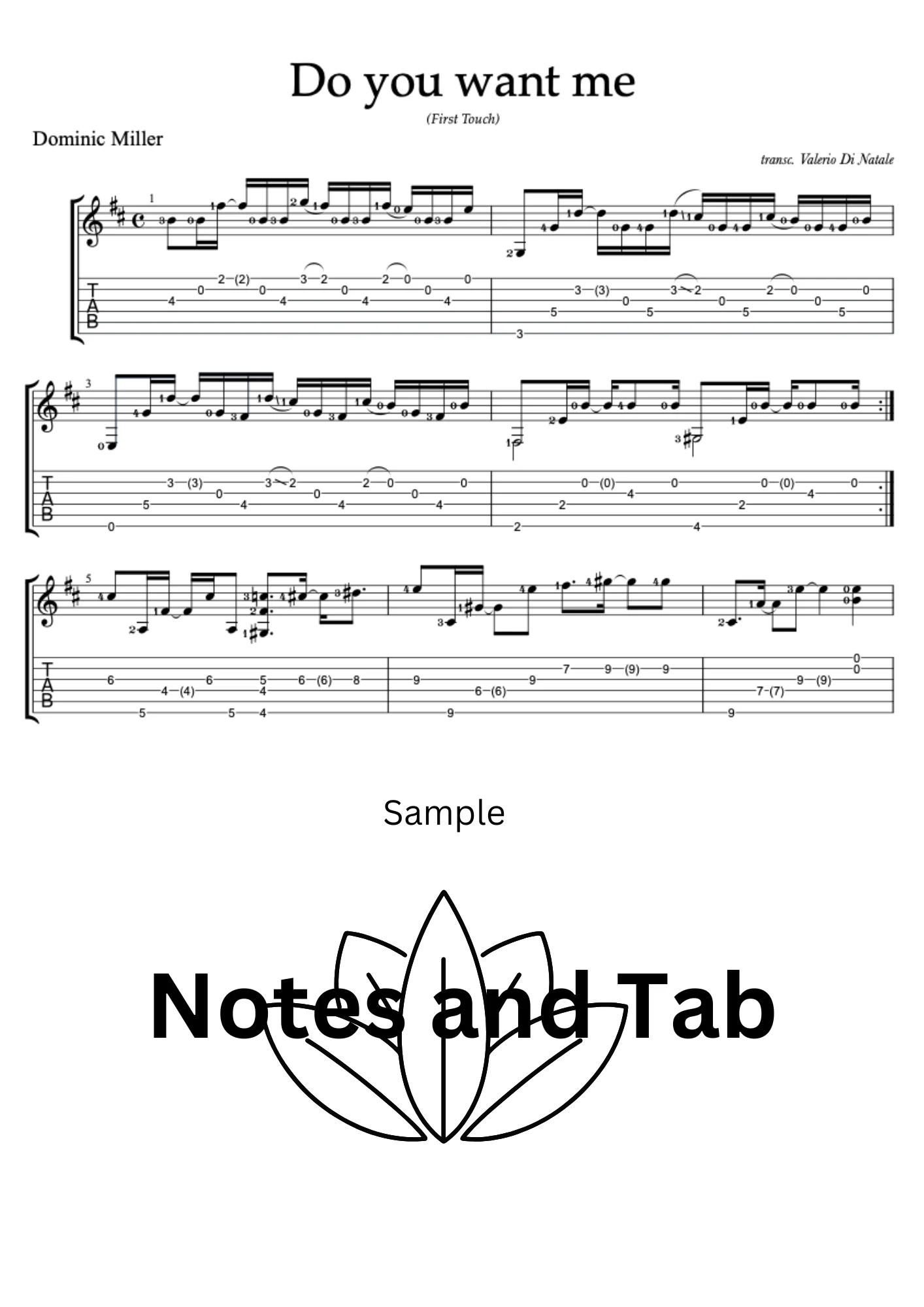Do you want me by Dominic Miller FREE Score. product image (3)