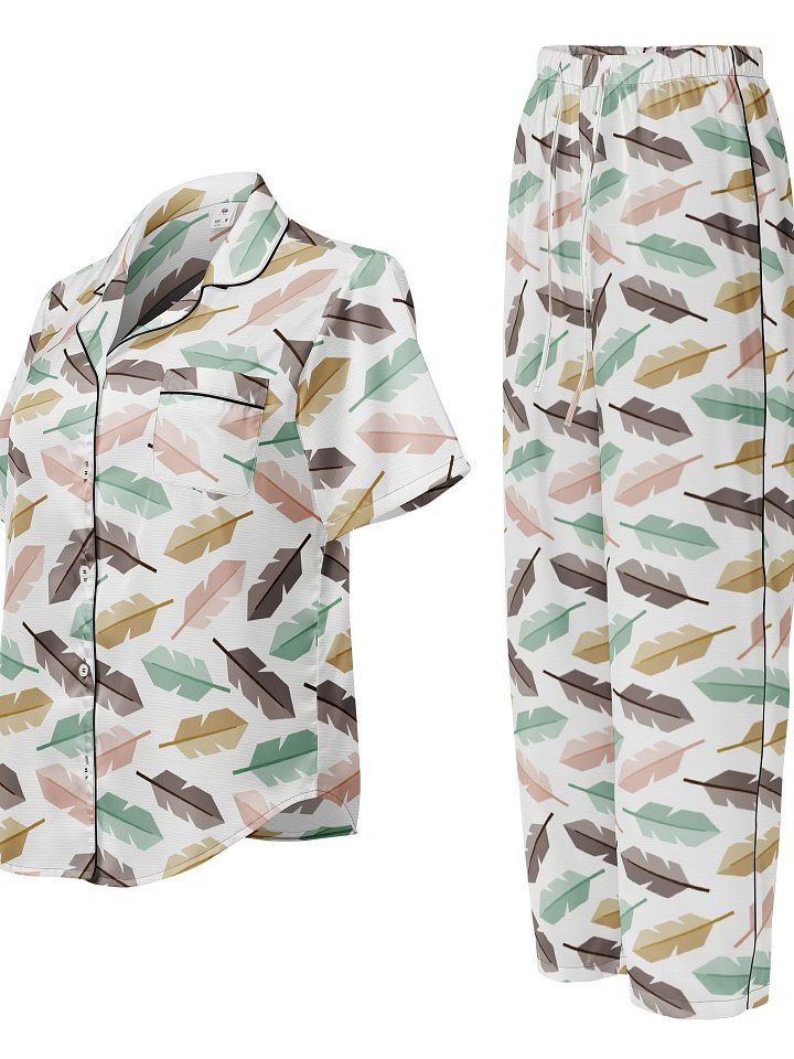 Mid-Century Modern Feathers Ladies Short Sleeved Pajama Set product image (1)