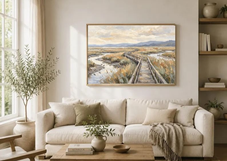 Rare Watercolor Coastal Wall Art Bundle of 3 – Driftwood Shore, Birds in Salt Marsh & Waves Crashing on Rocks, Fine Detail Nautical Print product image (2)