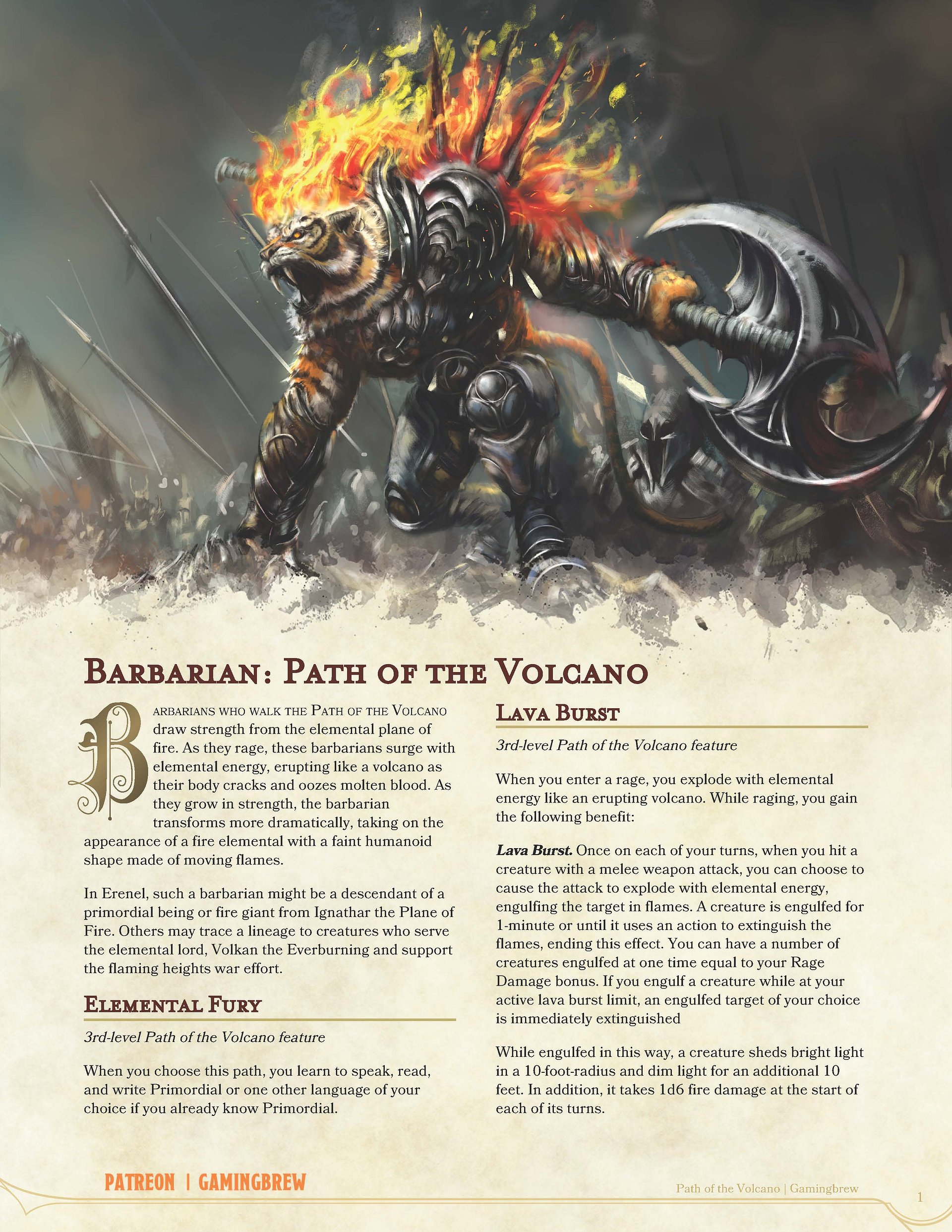 Path of the Volcano | 5E Barbarian Subclass product image (2)