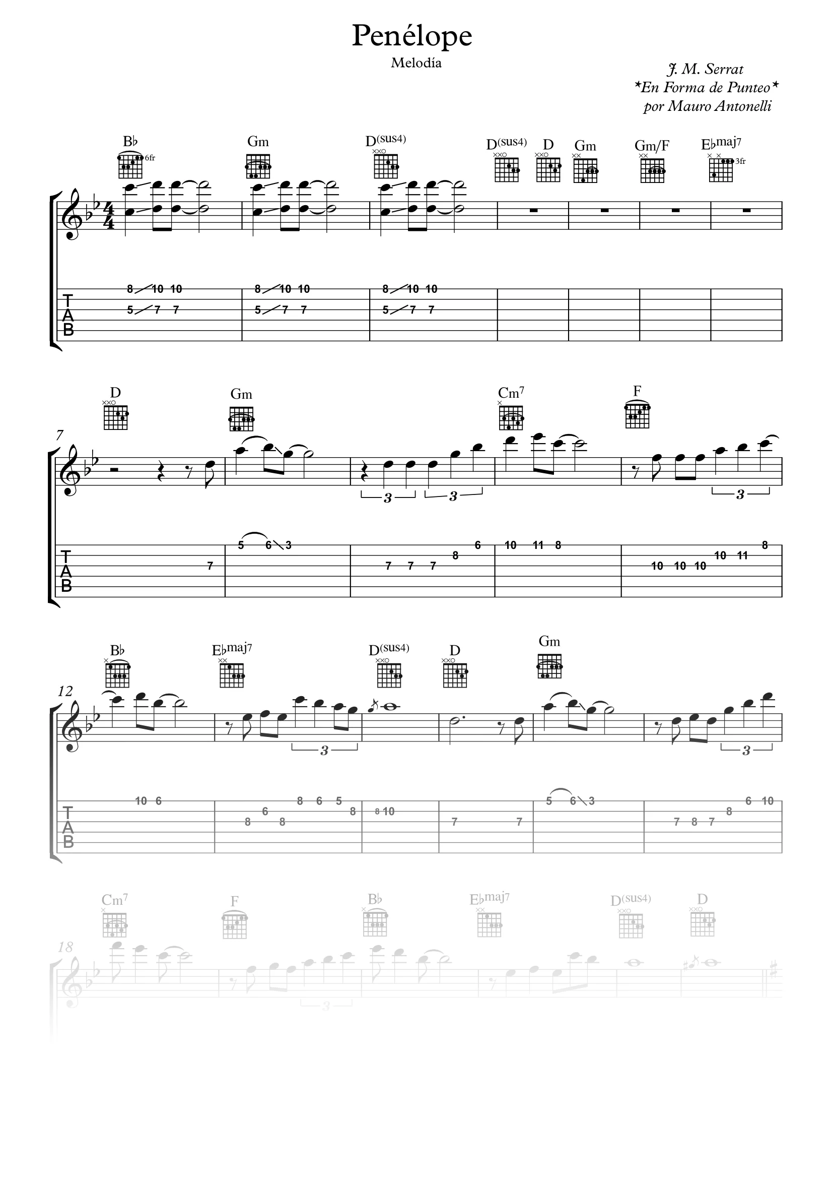 Penélope - Partitura + Tabs + Acordes + Pista product image (1)