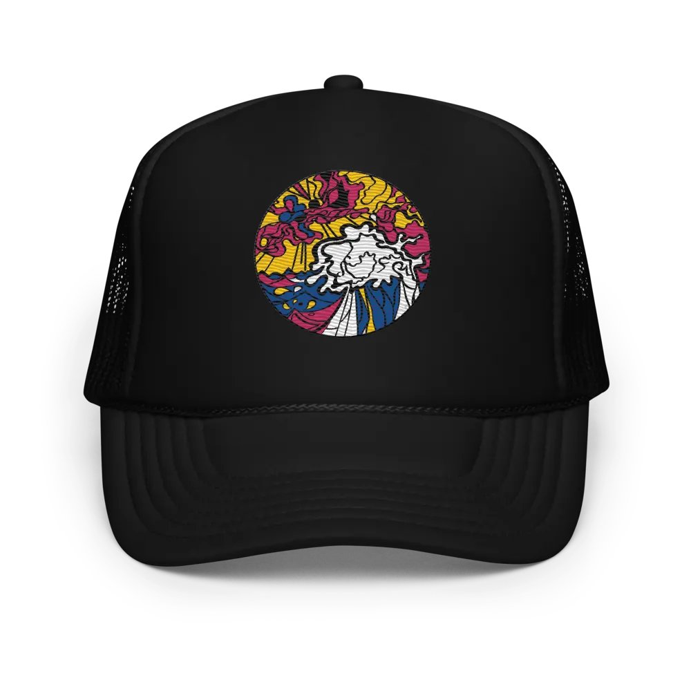 Swirling Dreams Foam Trucker Hat - Wave at Sunset product image (1)