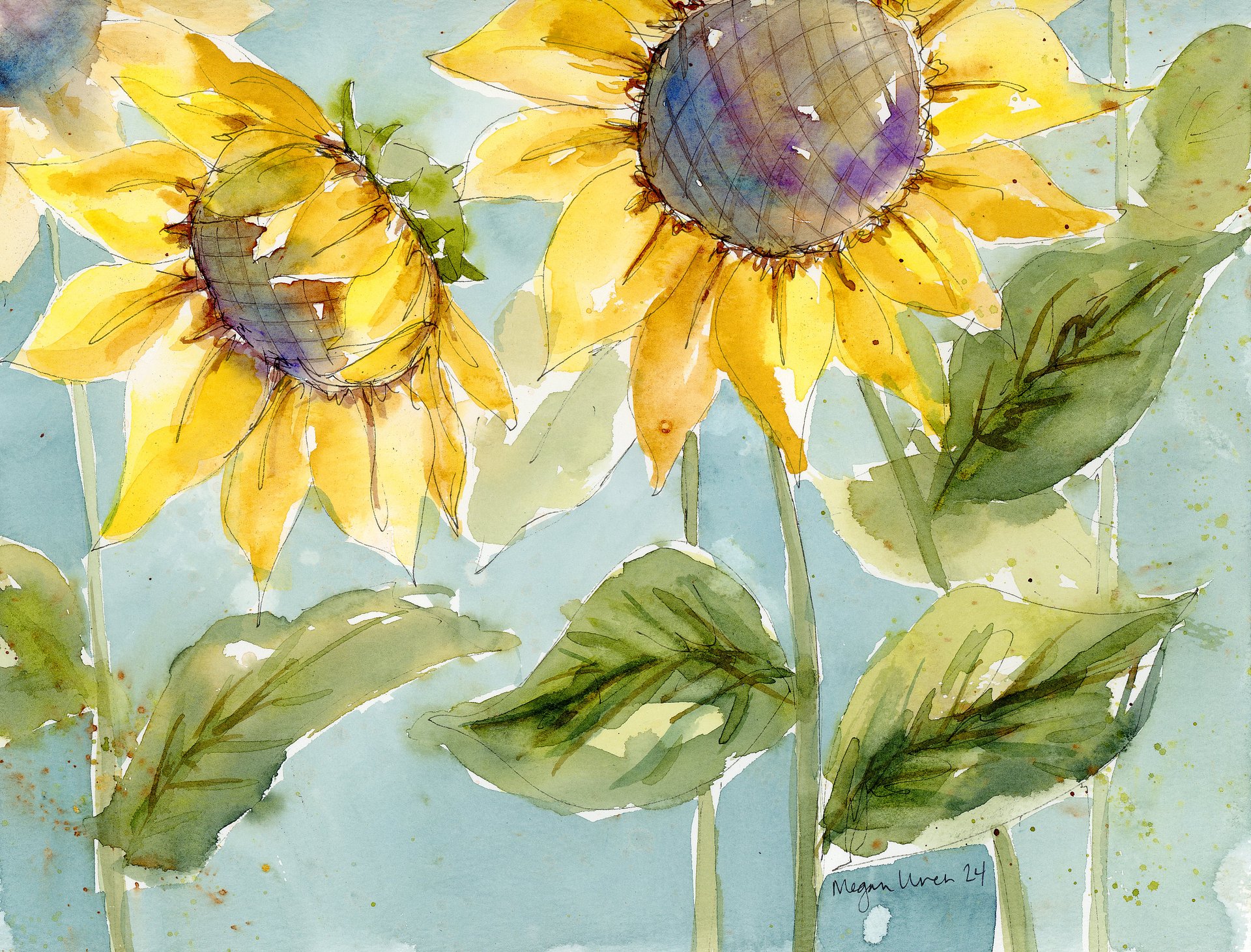 Floral Watercolor Print - Sunflower Field product image (3)