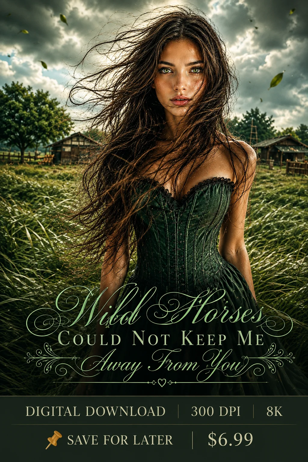 Wild Horses Could Not Keep Me Away From You | Gothic Romance Wall Art product image (1)