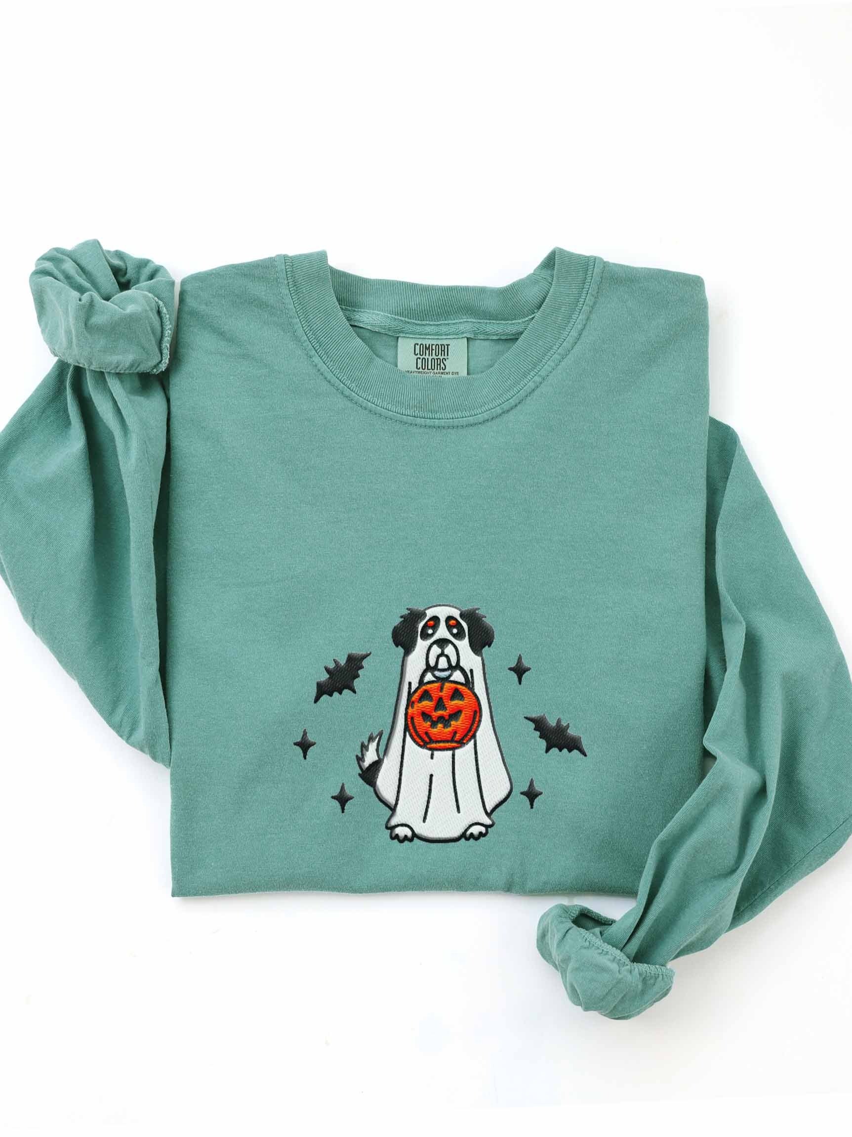 Halloween Bernese Mountain Dog Embroidered Long-sleeved T-Shirt product image (1)