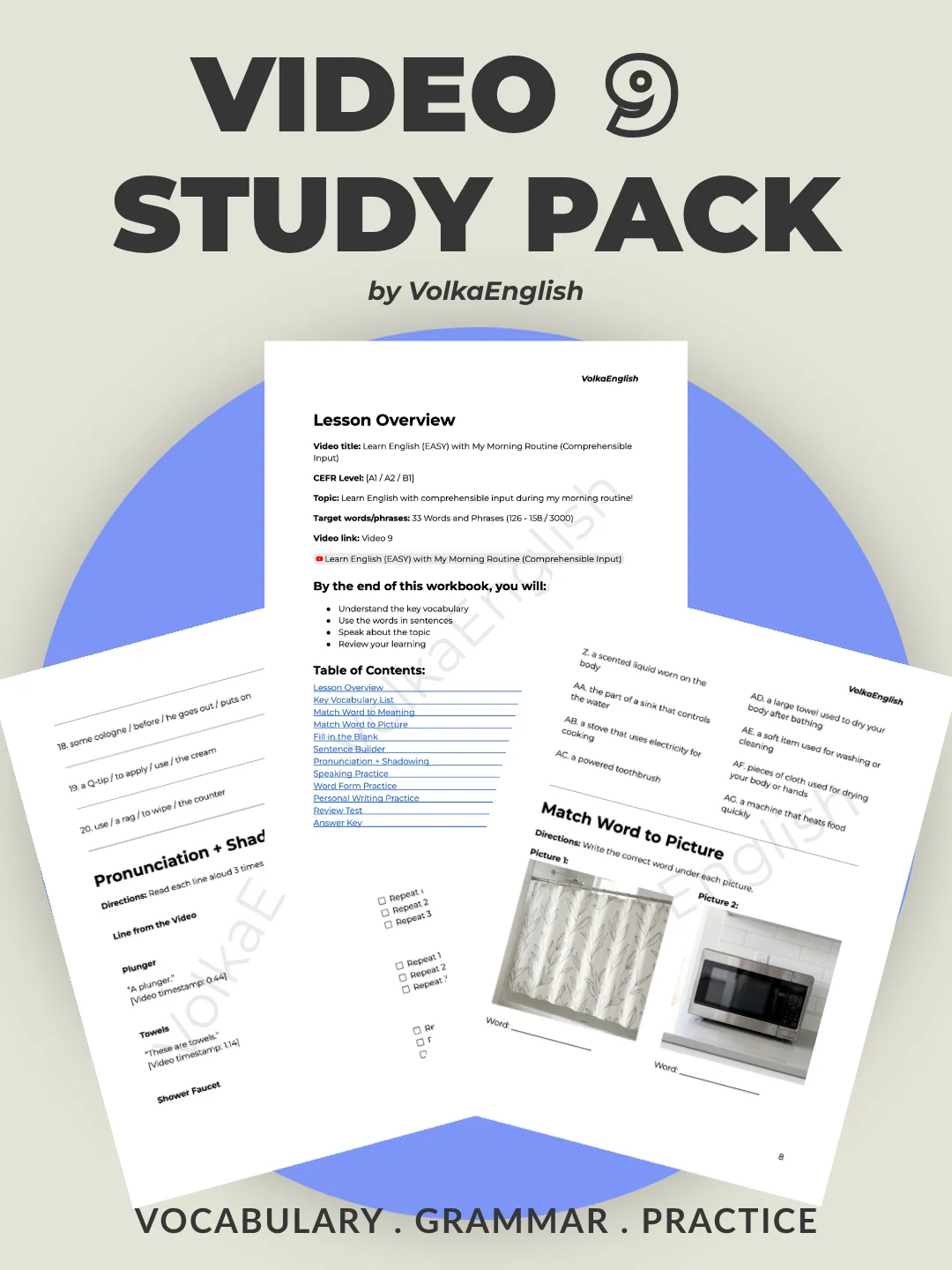Learn English (EASY) with My Morning Routine (Comprehensible Input) - Video 9 Study Pack product image (1)