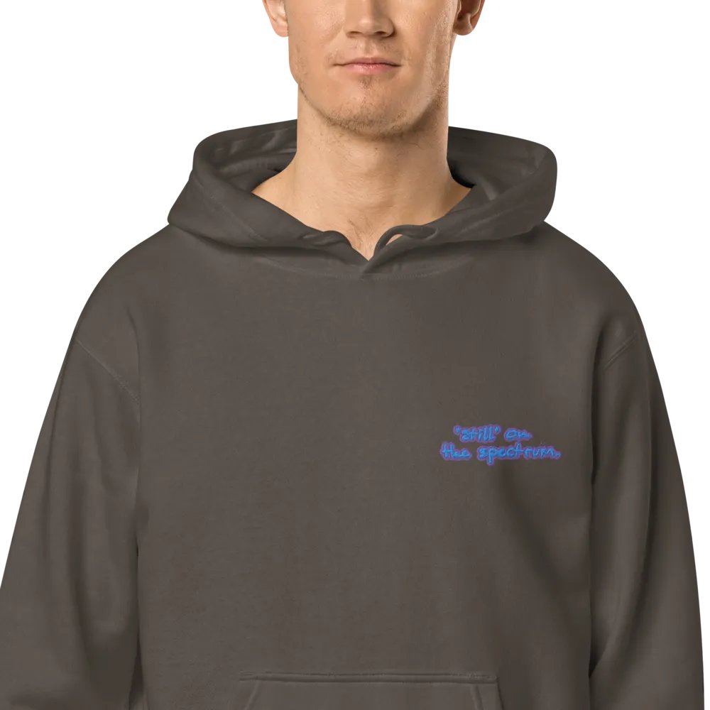 *still* on the spectrum (L.C. violet design) embroidered pigment hoodie product image (1)