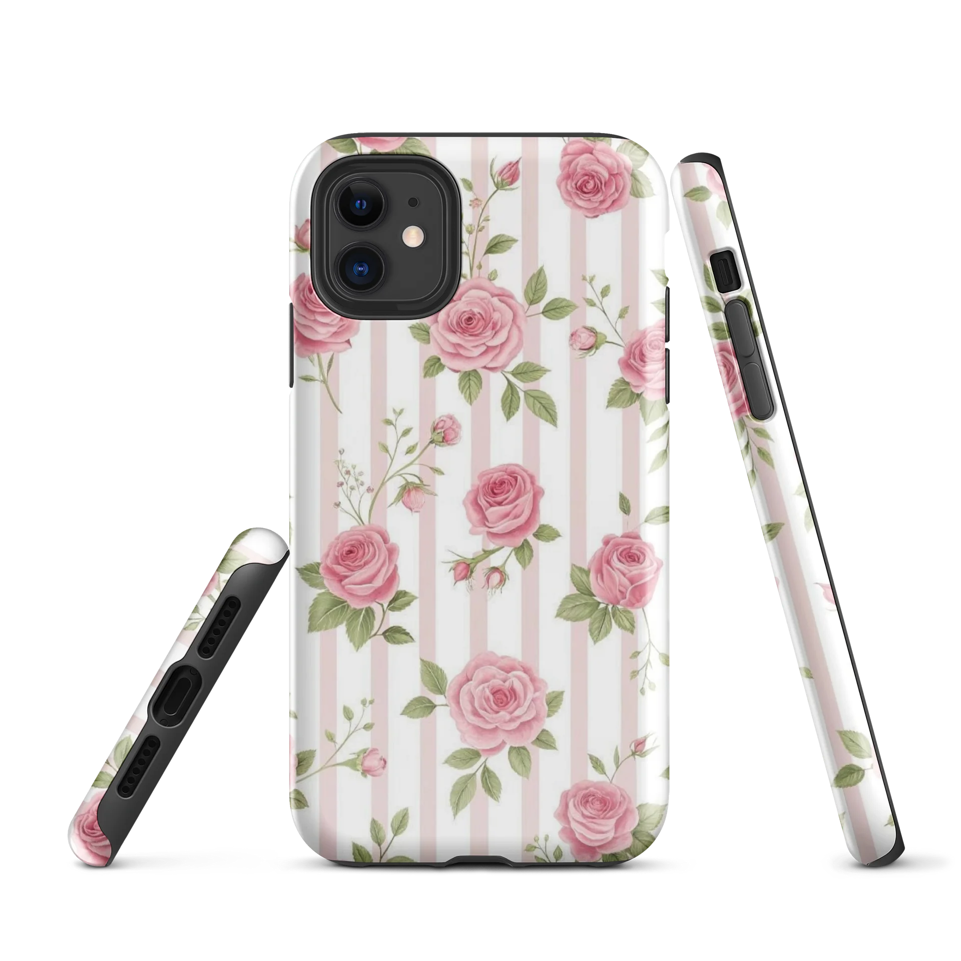 Pink Roses Stripe Tough iPhone Case product image (1)