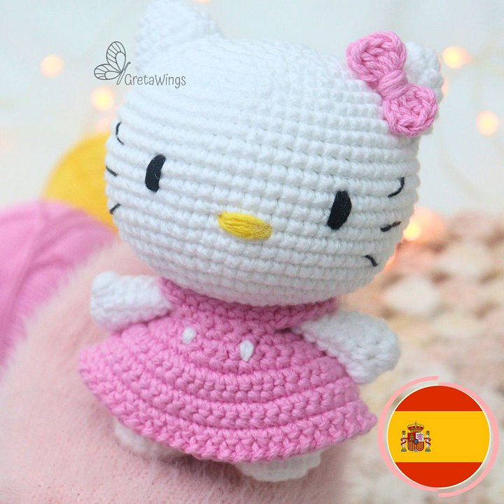 Patrón Amigurumi: Gata Kawaii Blanca con Lazo Rosa (Fácil) product image (1)