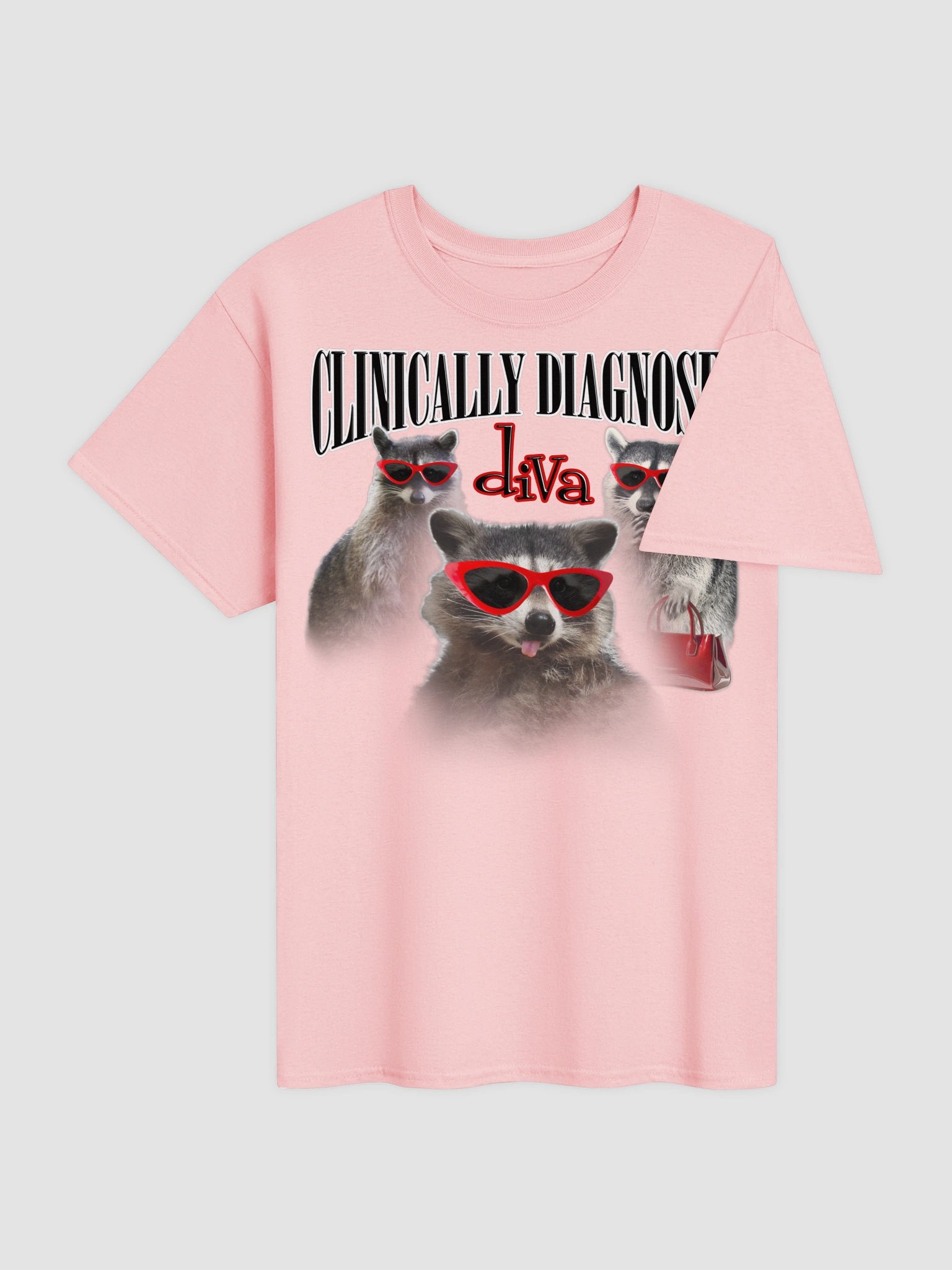 Clinically diagnosed diva - Raccoon T-shirt product image (32)