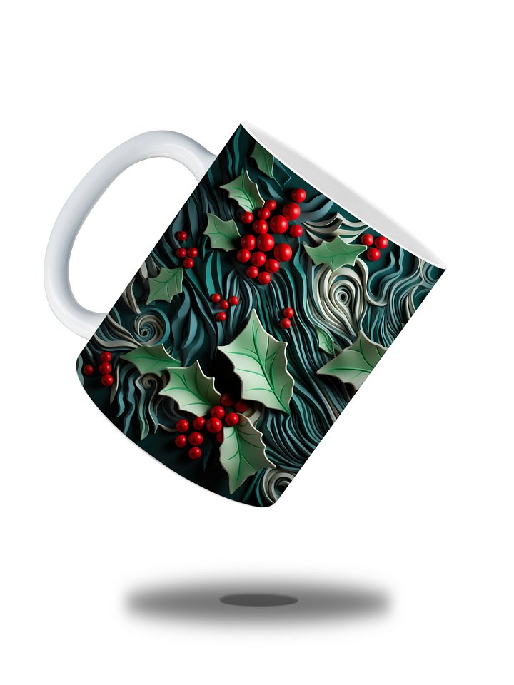 Festive Holly and Berries 11oz Coffee Mug – Elegant Christmas Holiday Ceramic Cup – Perfect for Winter Drinks and Seasonal Décor product image (2)