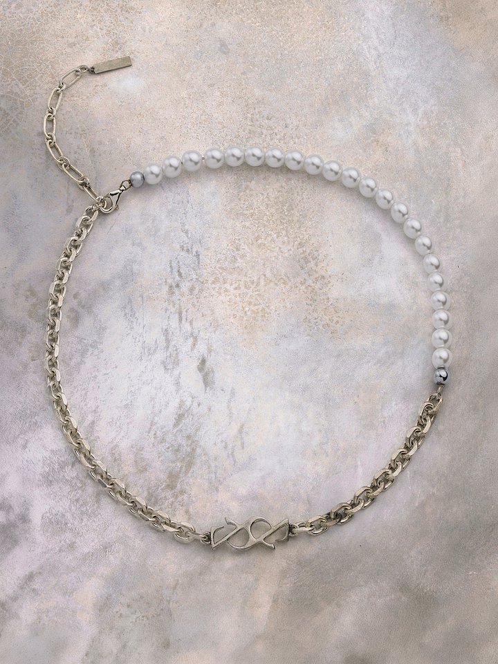 Mixed Chain & Pearl Ampersand Necklace product image (1)