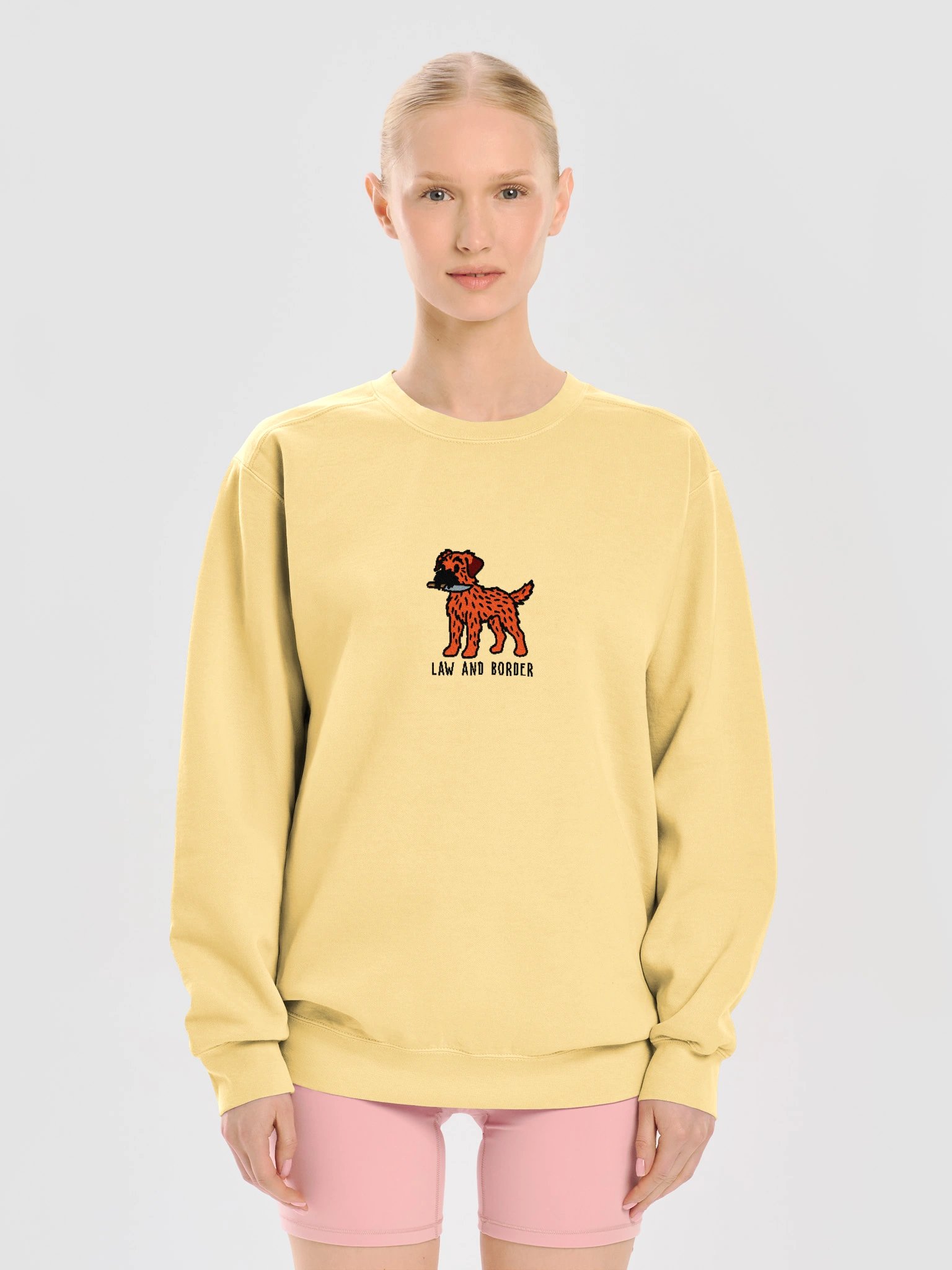Law and Border Funny Chibi-Style Embroidered Premium Sweatshirt for Border Terrier(Red) Owners product image (45)