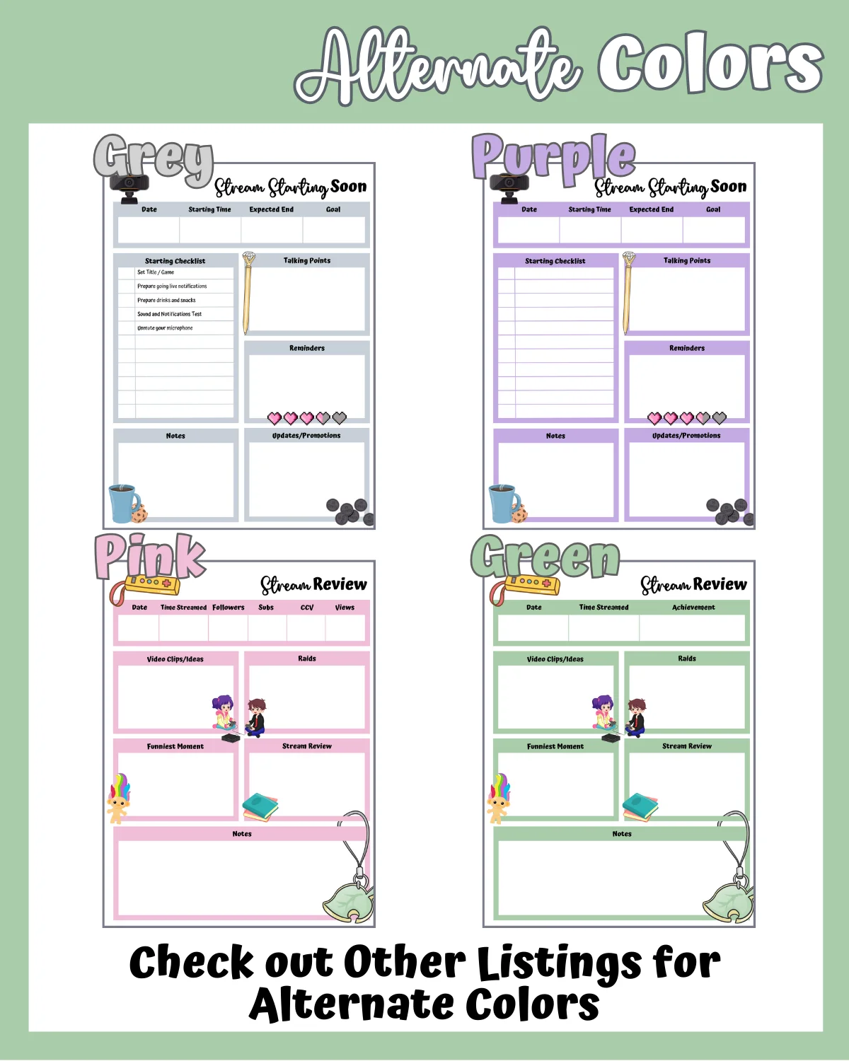 My Daily Stream Planner - Green Edition | Digital Streaming Organization & Review Tool product image (5)