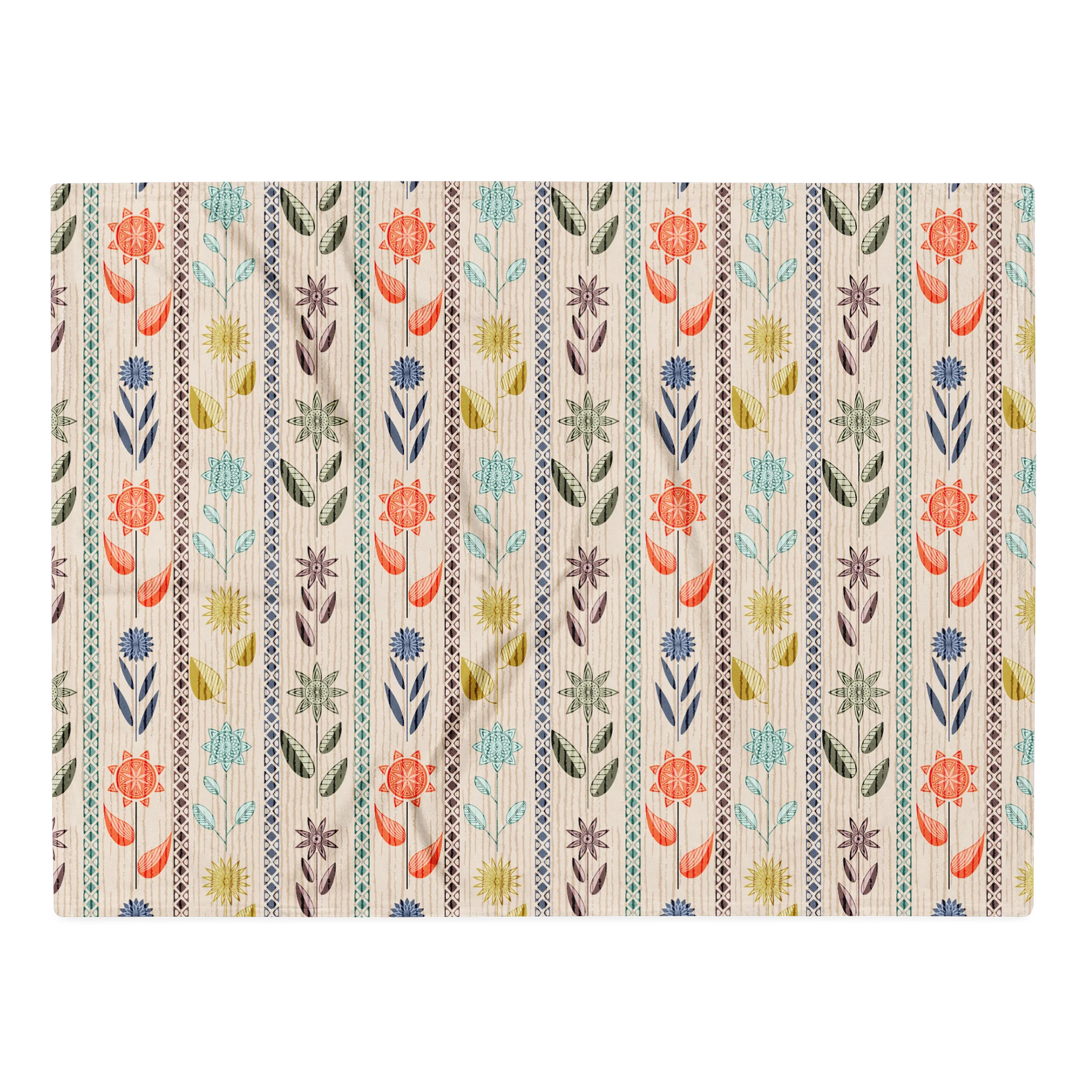Geometric Flowers and Leaves Nature Throw Blanket product image (1)