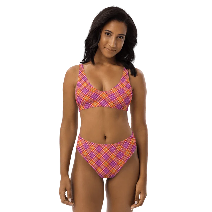 Bright Orange and Pink Plaid Bikini product image (1)