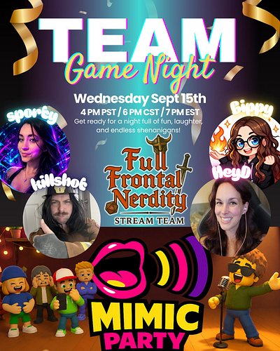 No day time stream today because we have a FFN Team Game Night tonight instead! Myself & a few from the crew will be up to so...