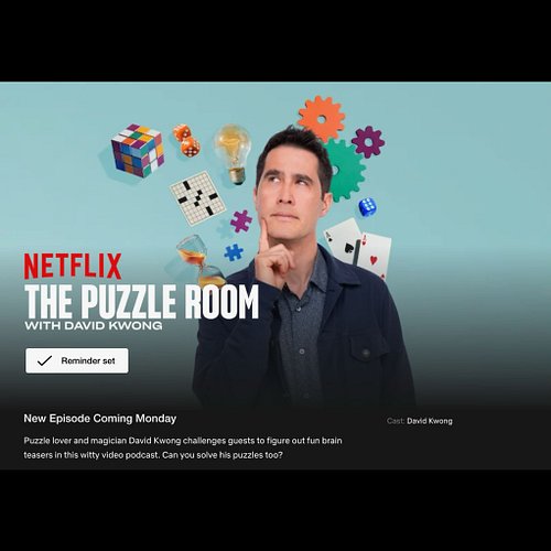 Excited to share that my friend David Kwong has debuted his Netflix show! It’s all about puzzles and magic (and, probably, pu...