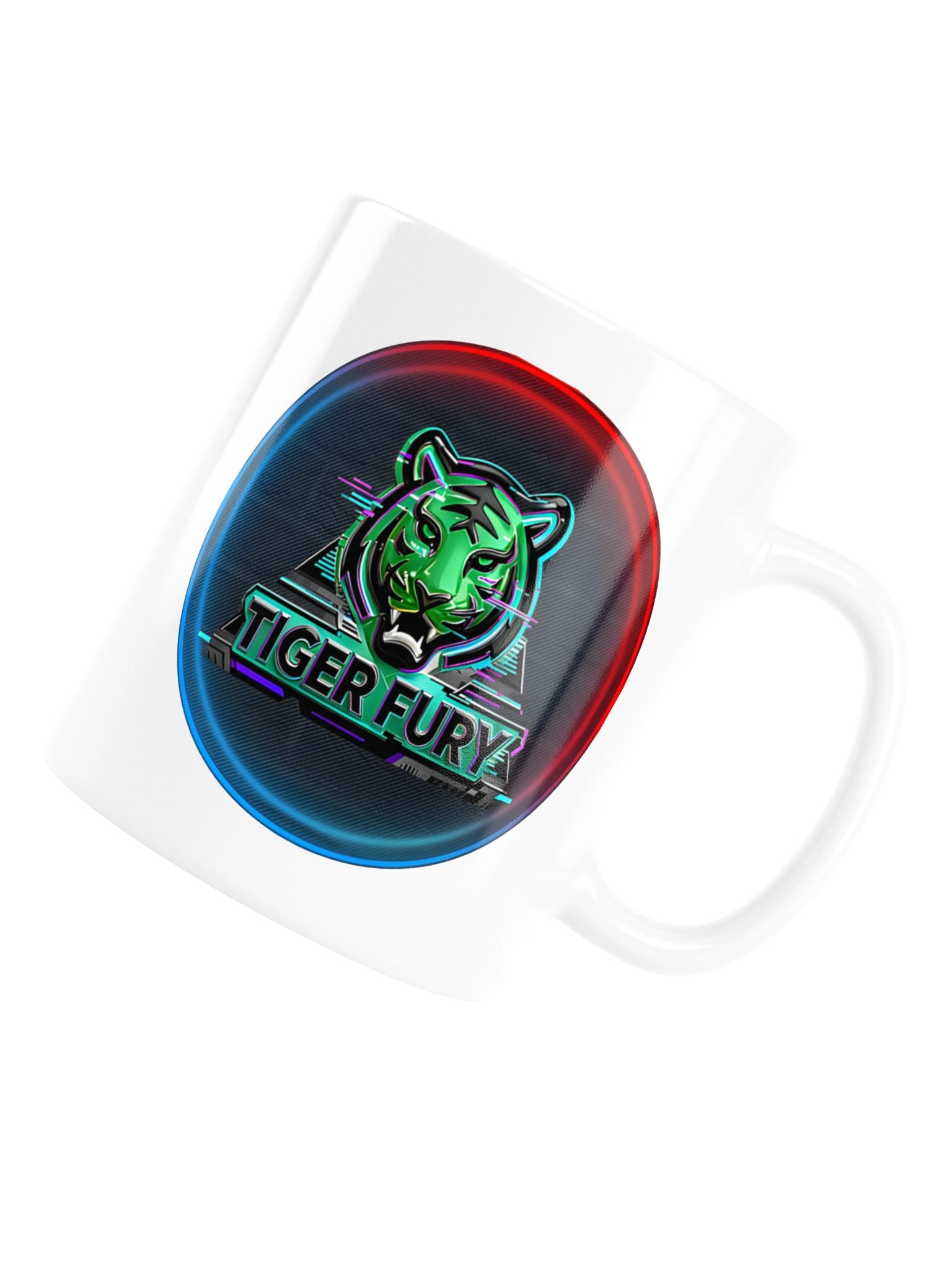 Tiger Fury Neon Esports White Glossy Mug product image (17)