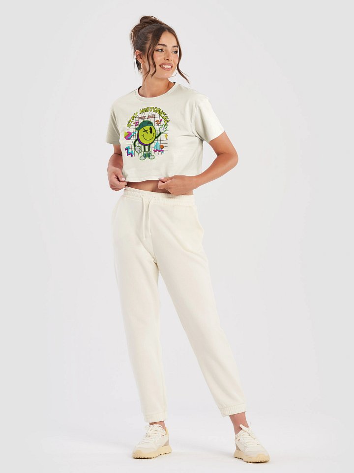 Stay Historical Smiley Crop Top – 90s Retro Soft Cotton Tee product image (2)