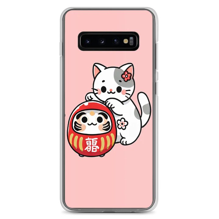 Kawaii Cat and Daruma Doll Clear Samsung® Case product image (2)