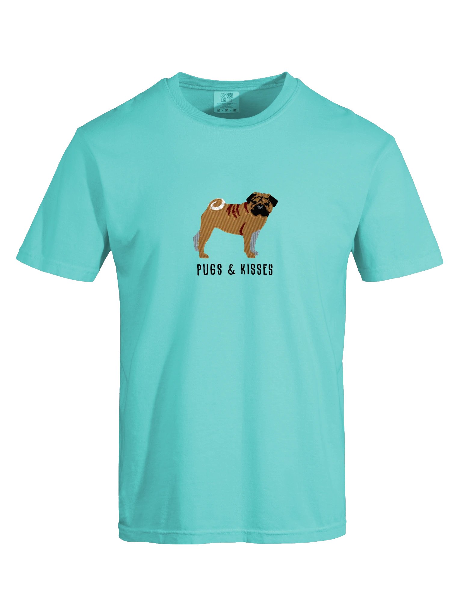 Pugs and Kisses T-Shirt(Embroidered) of a Pug(Fawn) product image (37)