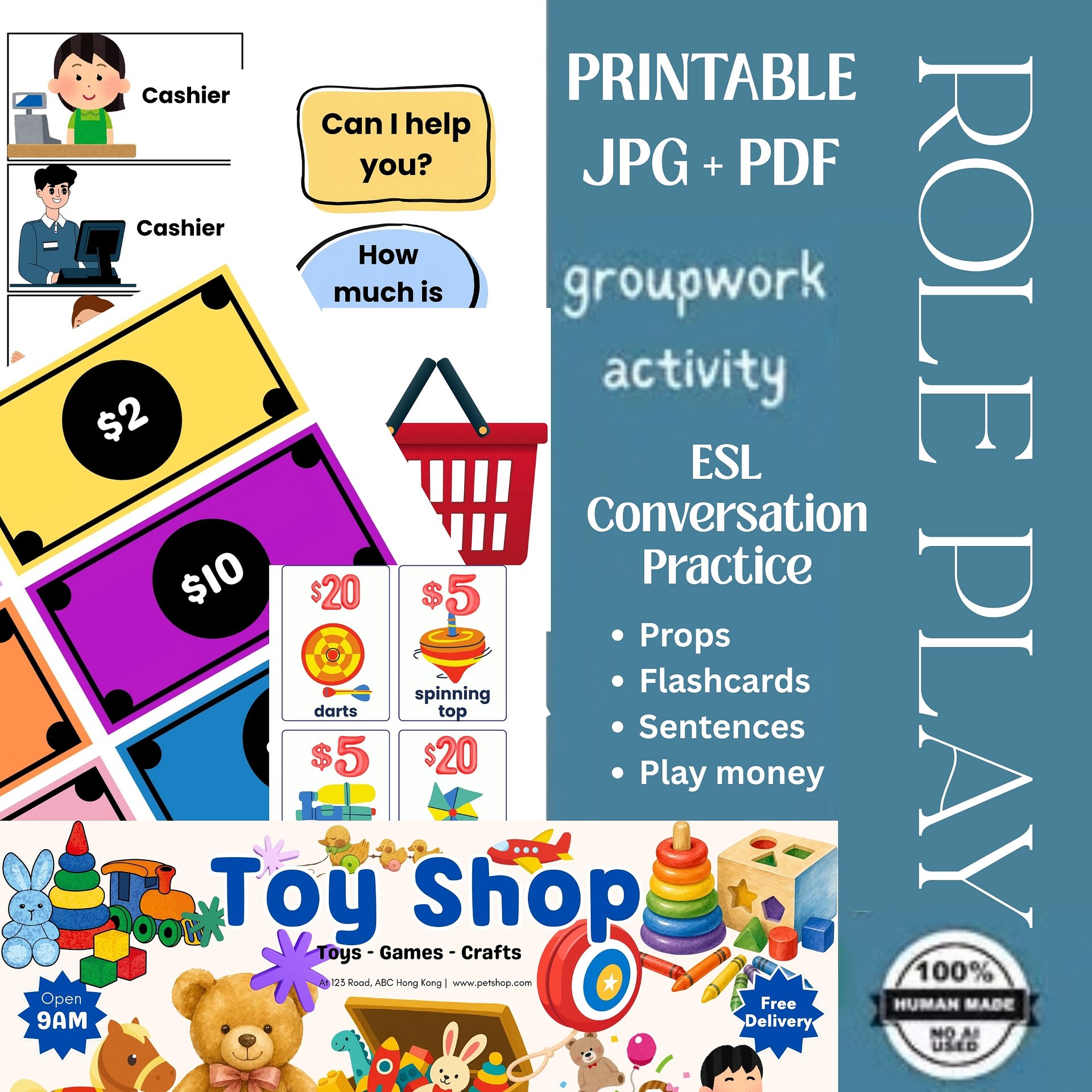 Toy Shop Role Play ESL Conversation Practice Drama Math Shopping Speaking Game product image (1)