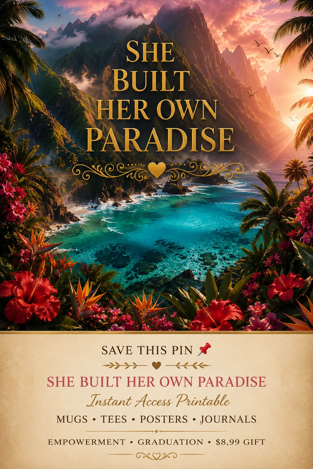 She Built Her Own Paradise | Empowerment Wall Art Digital Download $8,99 product image (1)
