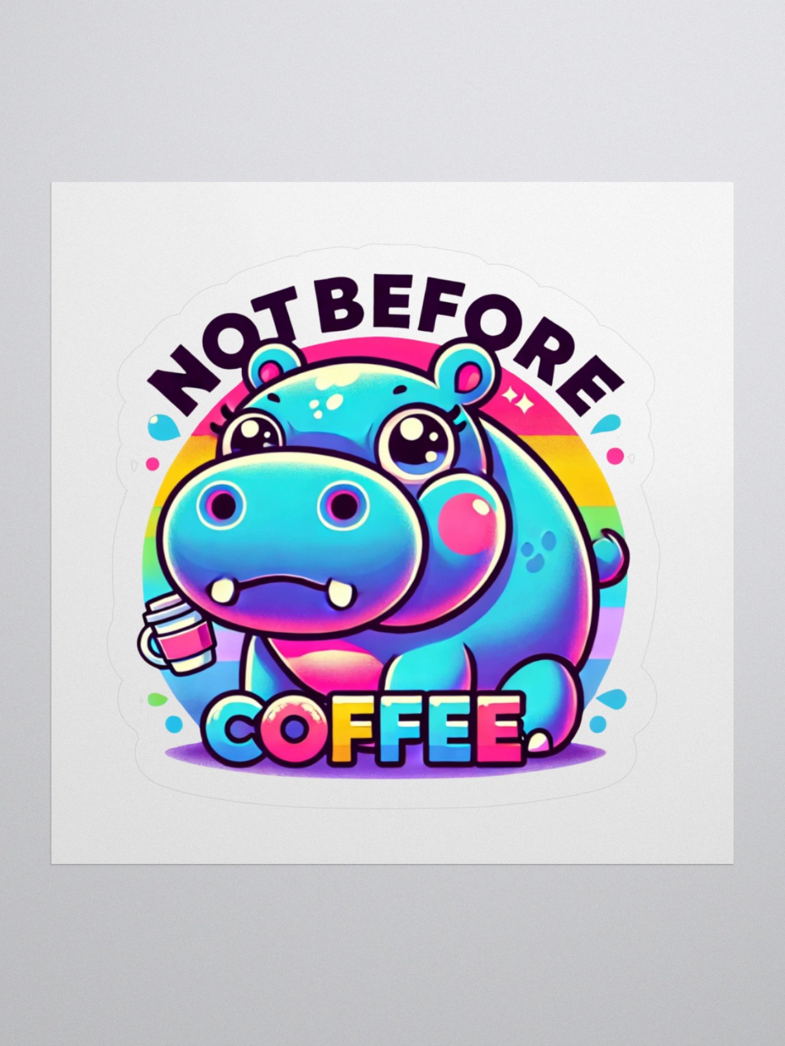 Not Before Coffee Hippo Sticker product image (3)