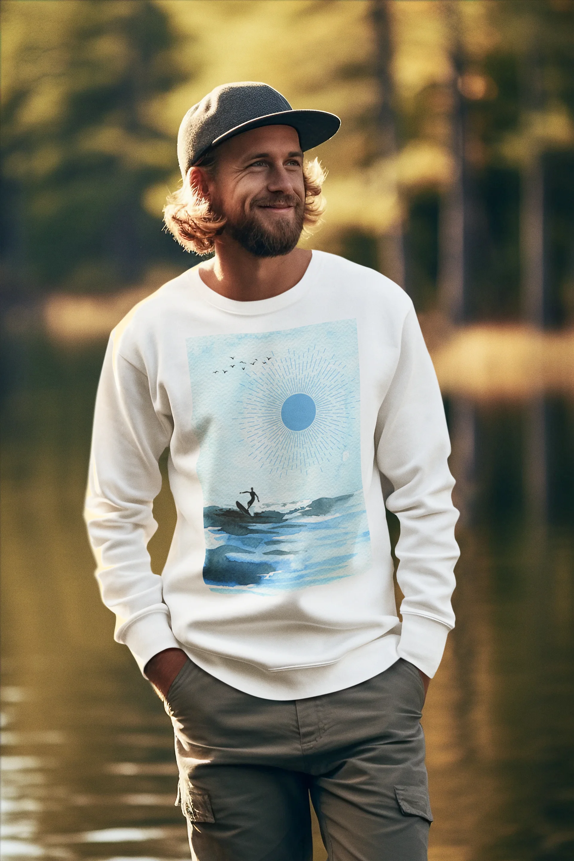 Tranquil Surfing Seascape Premium Sweatshirt product image (1)