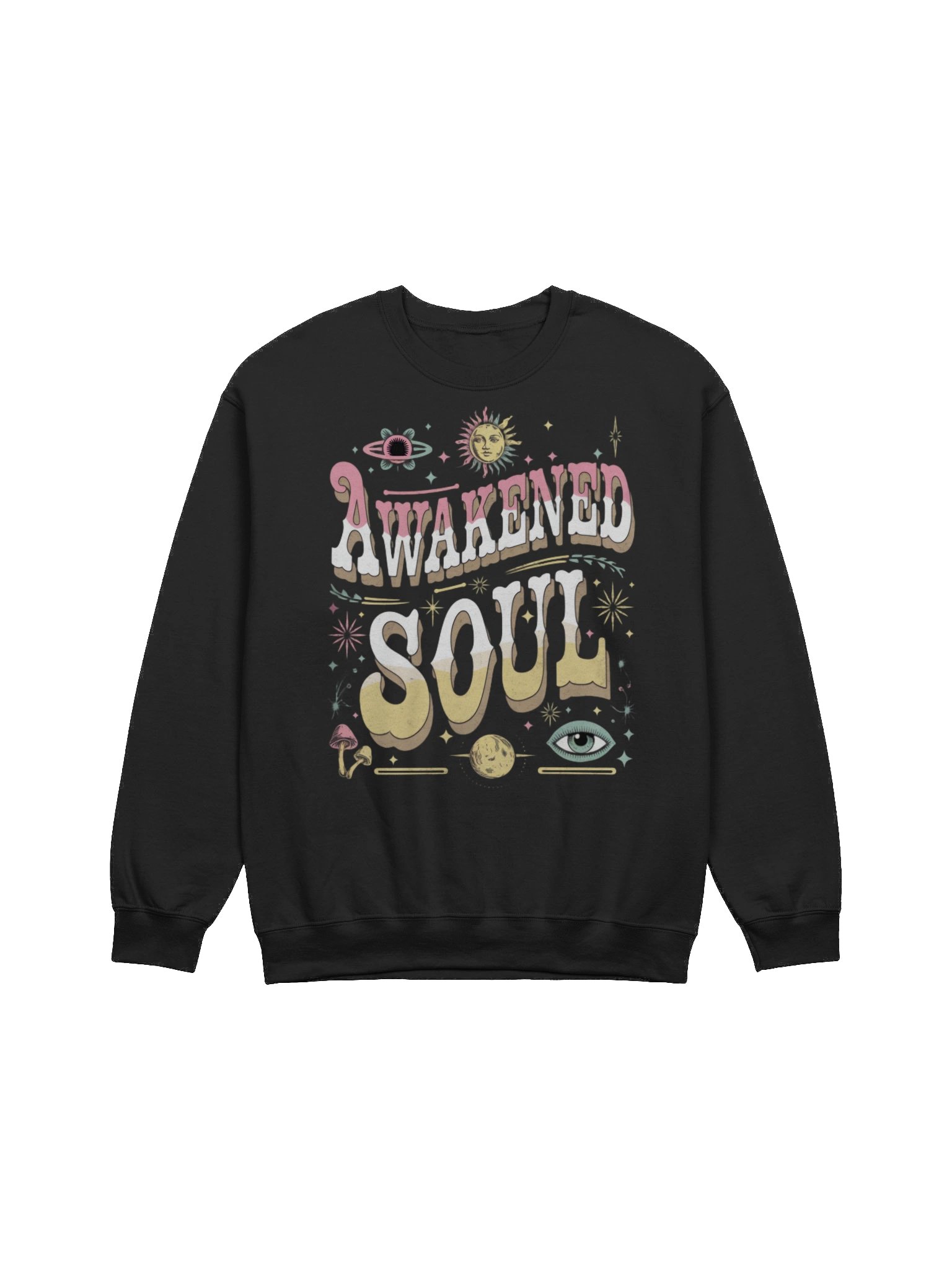 AWAKENED SOUL Cosmic Sweatshirt – Retro Mystical Motivational Crewneck product image (2)
