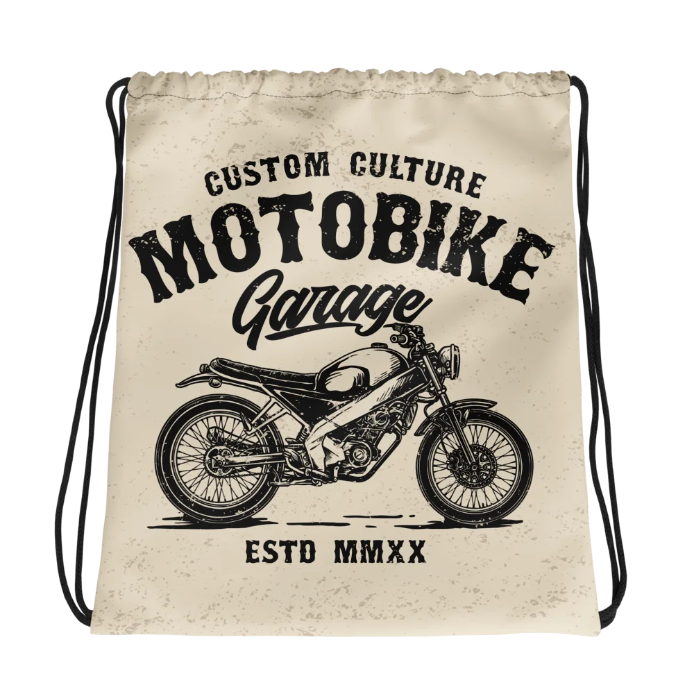 Vintage Motobike Garage Drawstring Bag product image (2)