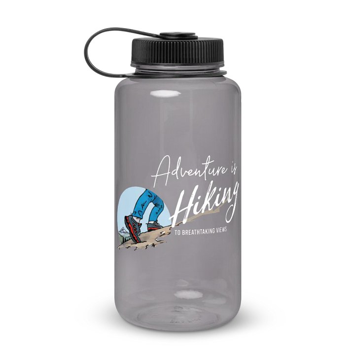 Wide-mouthed Plastic Water Bottle - Adventure is Hiking product image (2)