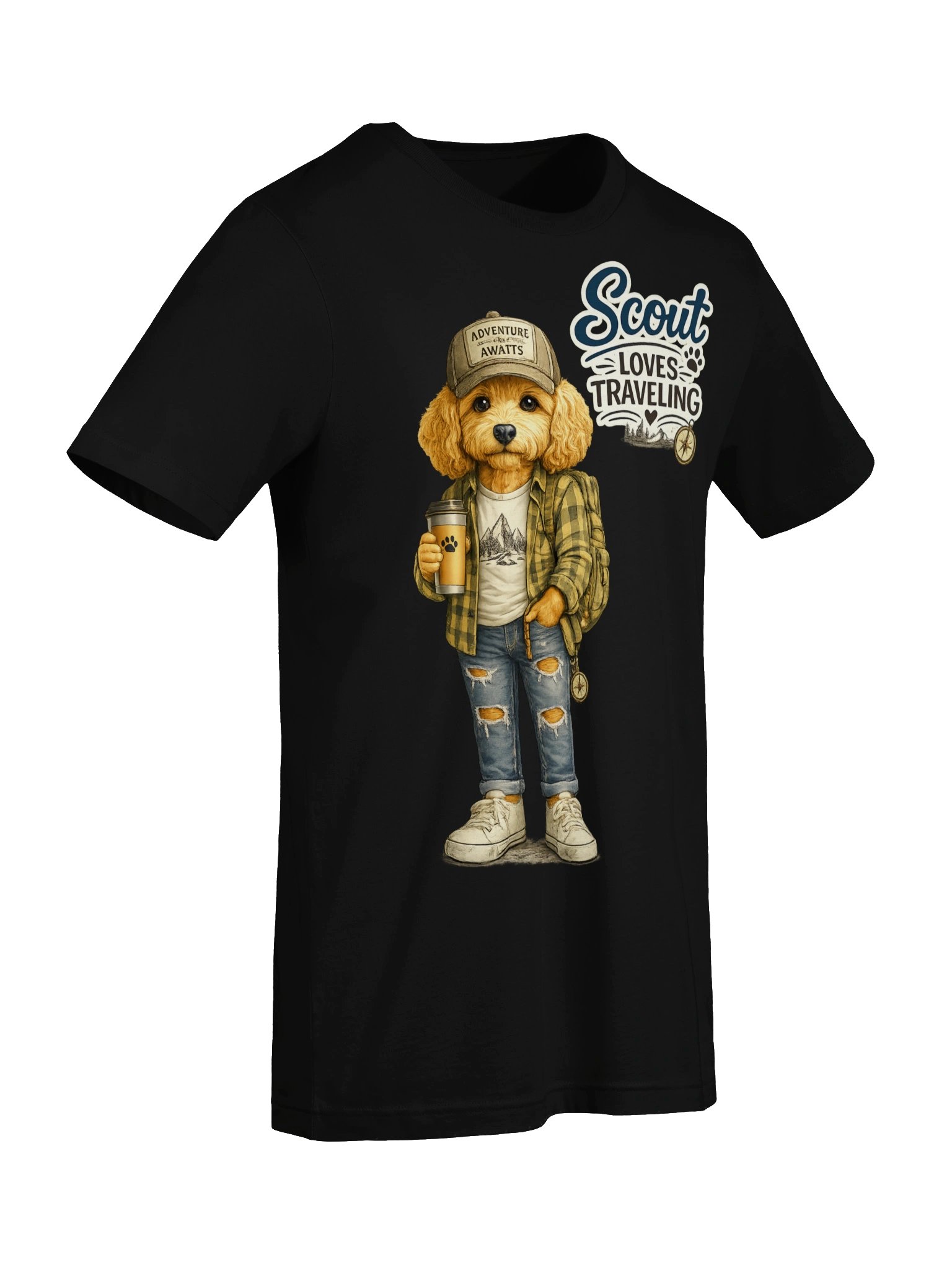 Scout Loves Traveling Adventure Dog Adult Tee product image (7)