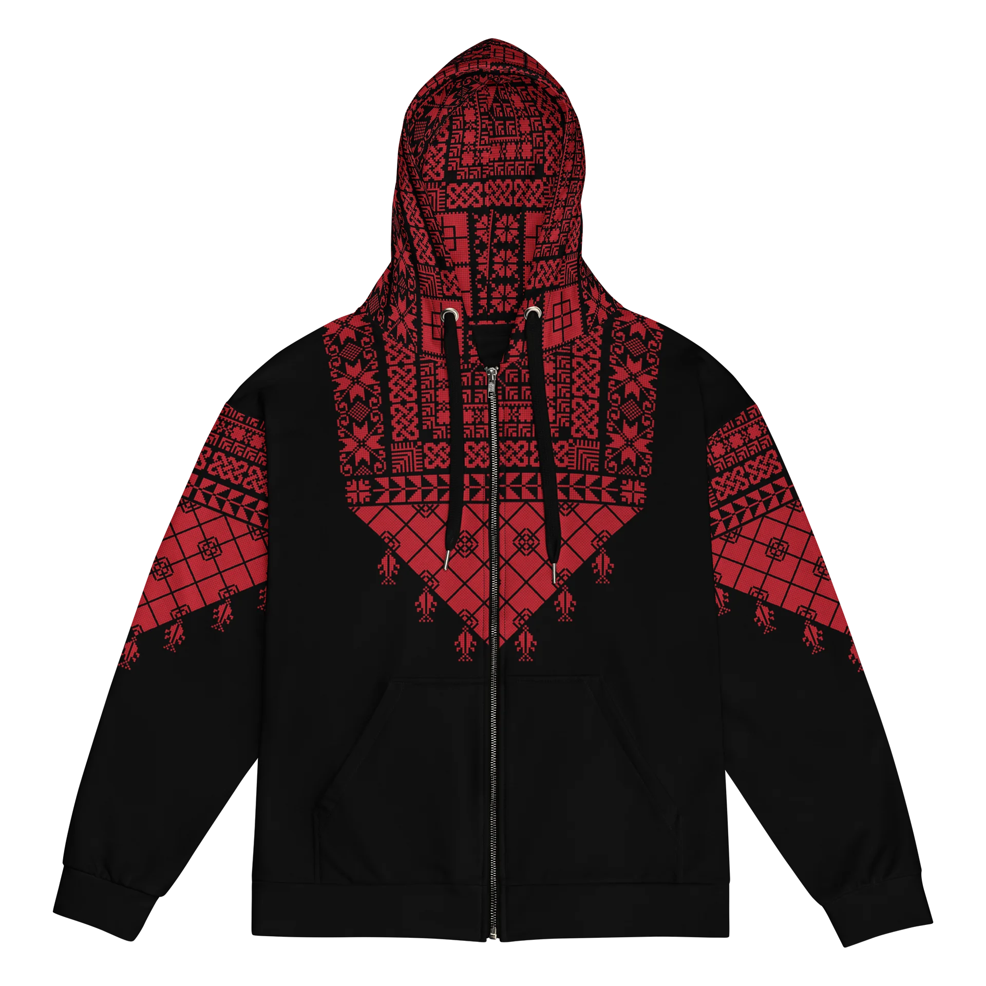 Red Tatreez Unisex Zip Hoodie product image (1)