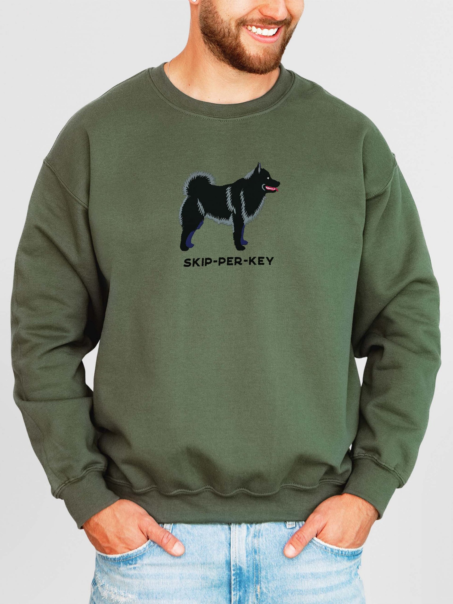 Skip-Per-Key Sweatshirt (Embroidered) of a Schipperke(Black) product image (2)