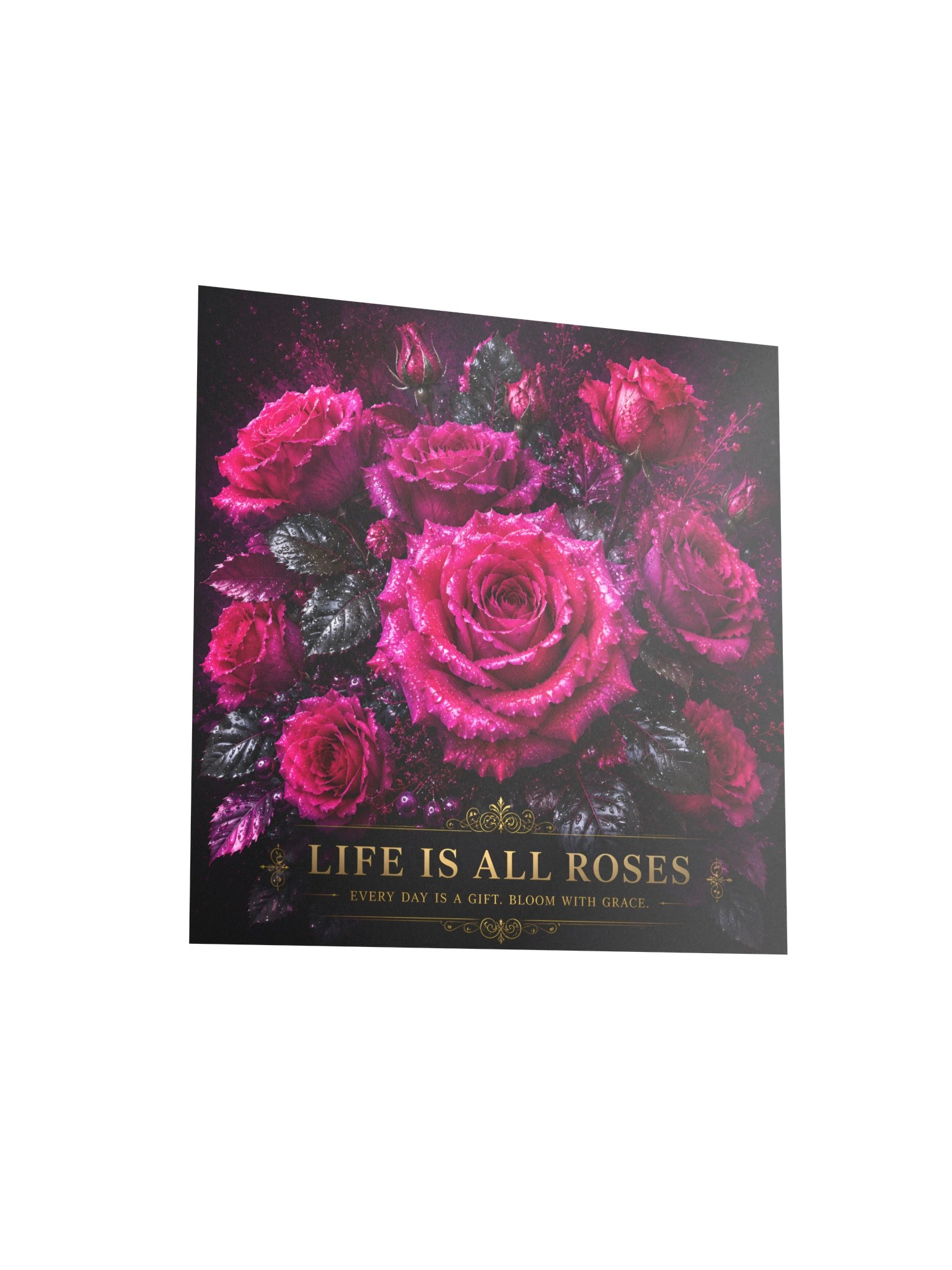 Hot Pink Roses Wall Art, Life Is All Roses, Magenta Floral Poster, Luxury Pink Room Decor product image (4)