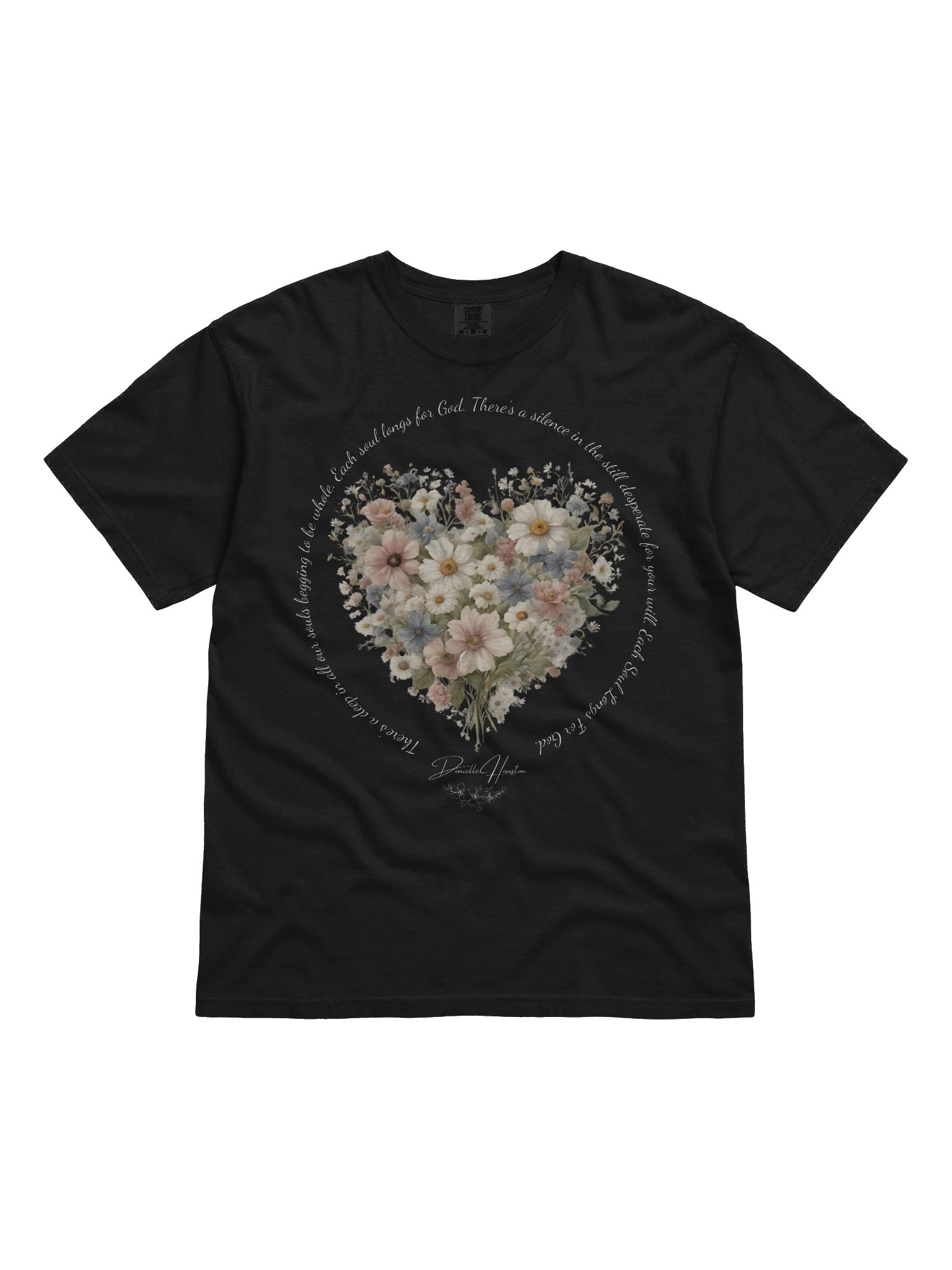 "Each Soul Longs For God" Floral Heart Tee | Black product image (1)