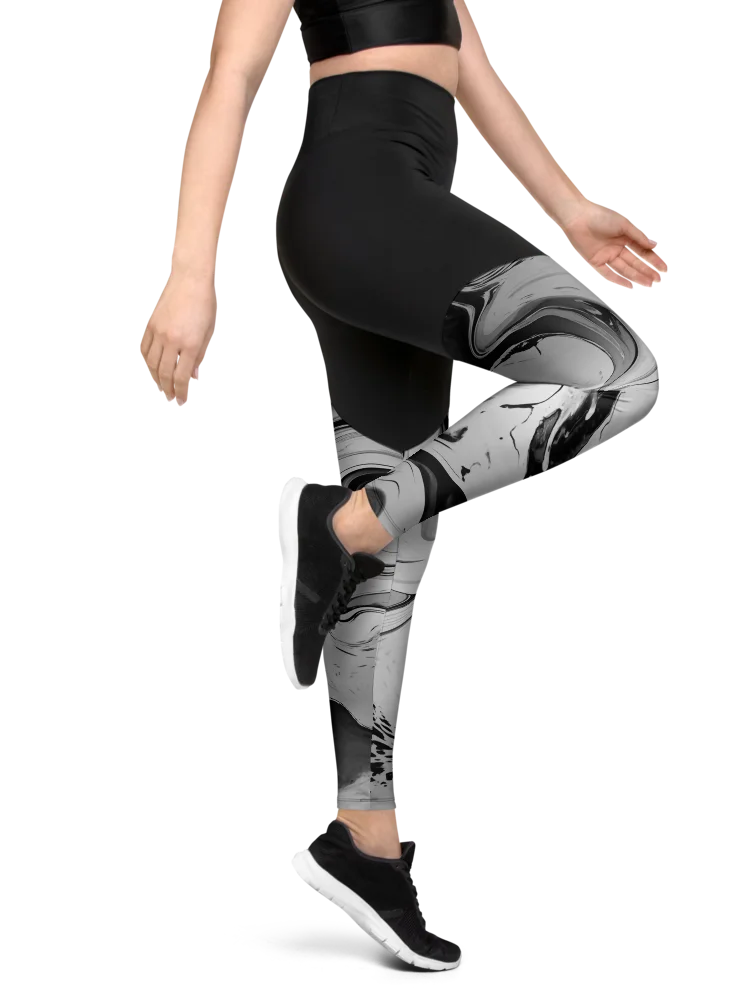 Black Marble-Sports Leggings product image (2)