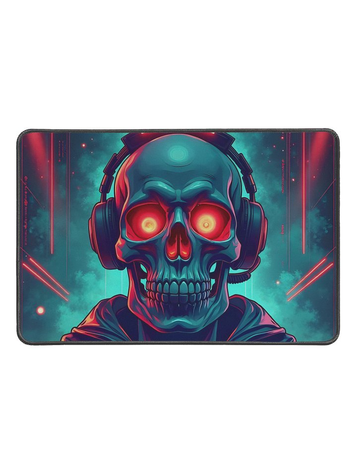 Neon Skull Cyberpunk Desk Mat product image (1)
