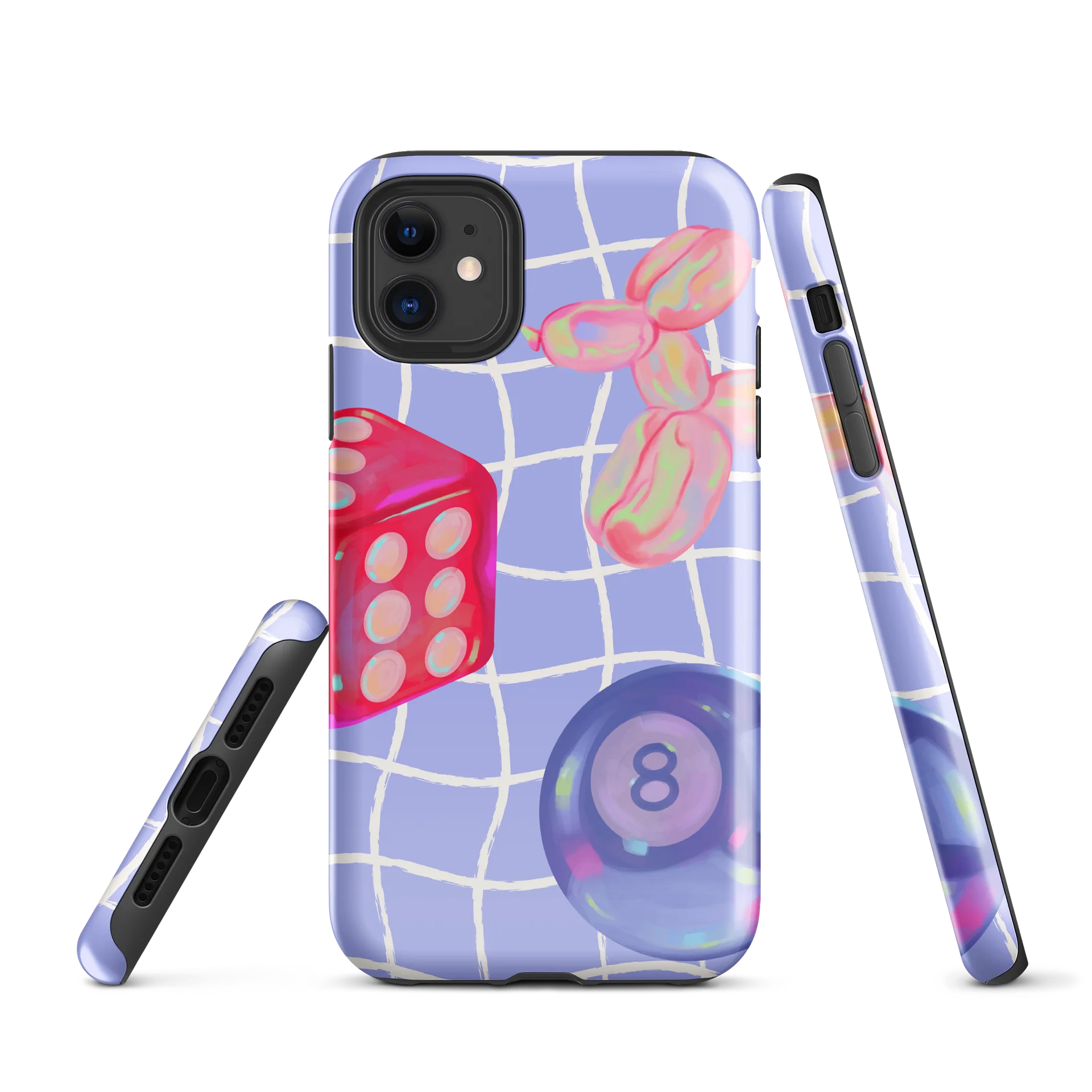 Retro Balloon Dog Dice Ball Grid Phone Case product image (1)